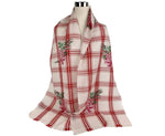 Gucci Unisex Off White Wool Plaid Rose Print Scarf Muffler 481896 9274