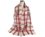 Gucci Unisex Off White Wool Plaid Rose Print Scarf Muffler