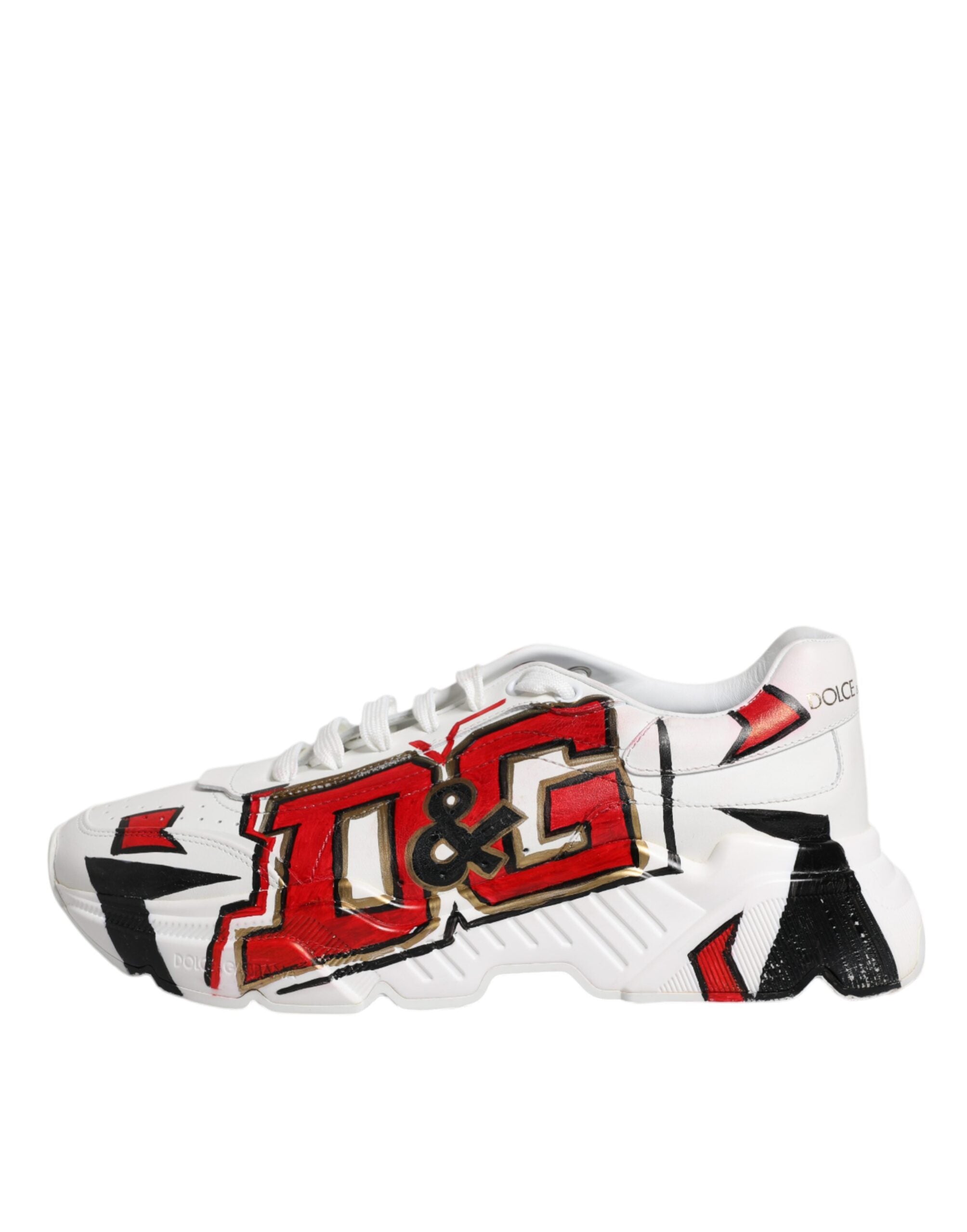 Dolce & Gabbana White Daymaster Hand Painted Sneakers Men's Shoes (Pre-Owned)