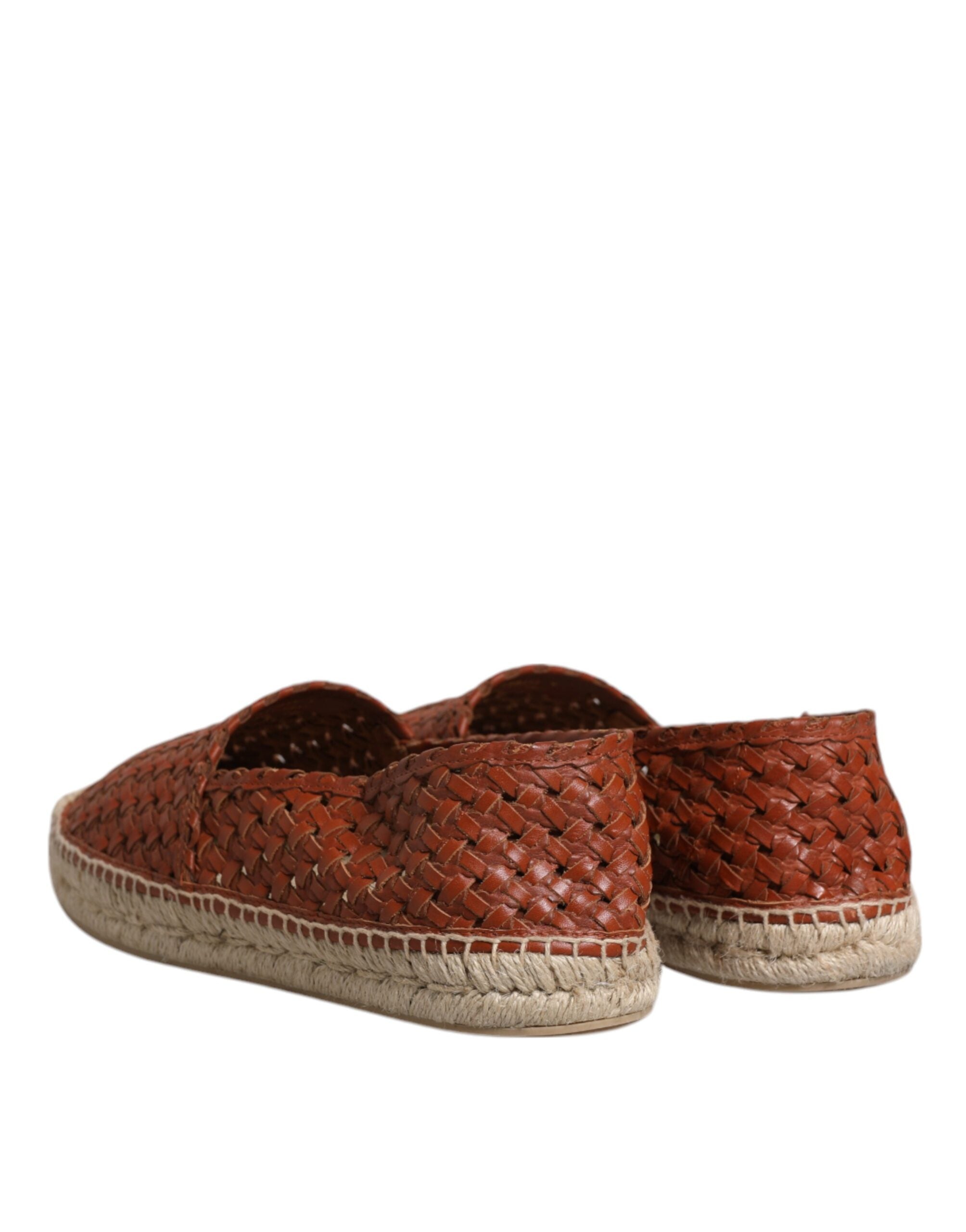 Dolce & Gabbana Maroon Woven Leather Men Espadrille Men's Shoes