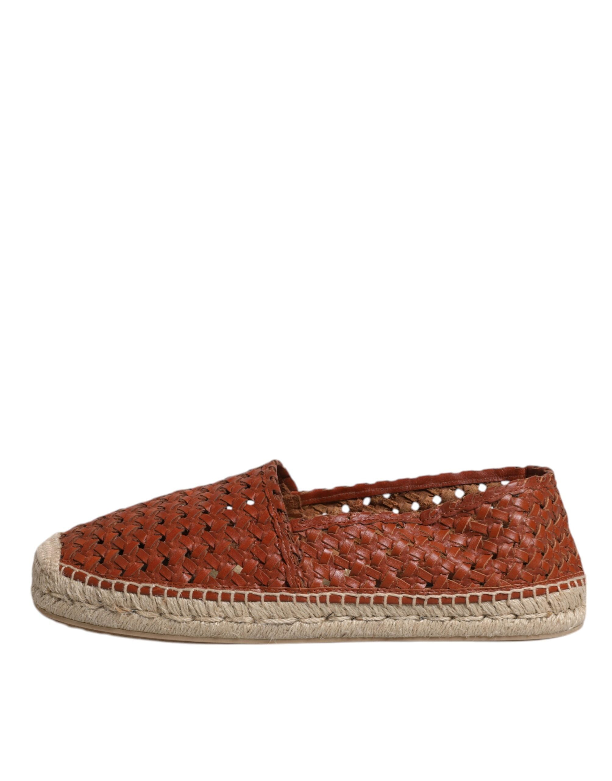 Dolce & Gabbana Maroon Woven Leather Men Espadrille Men's Shoes