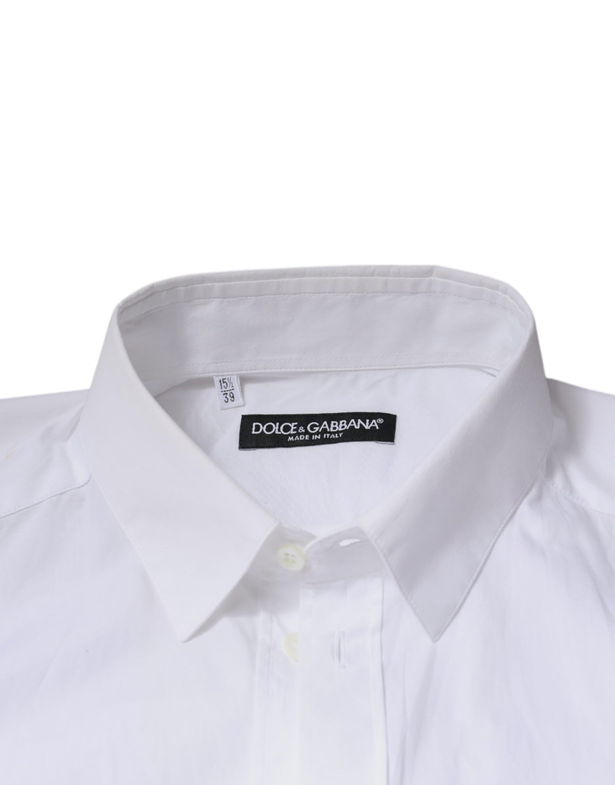 Dolce & Gabbana White Cotton Long Sleeve Formal Dress Men's Shirt (Pre-Owned)