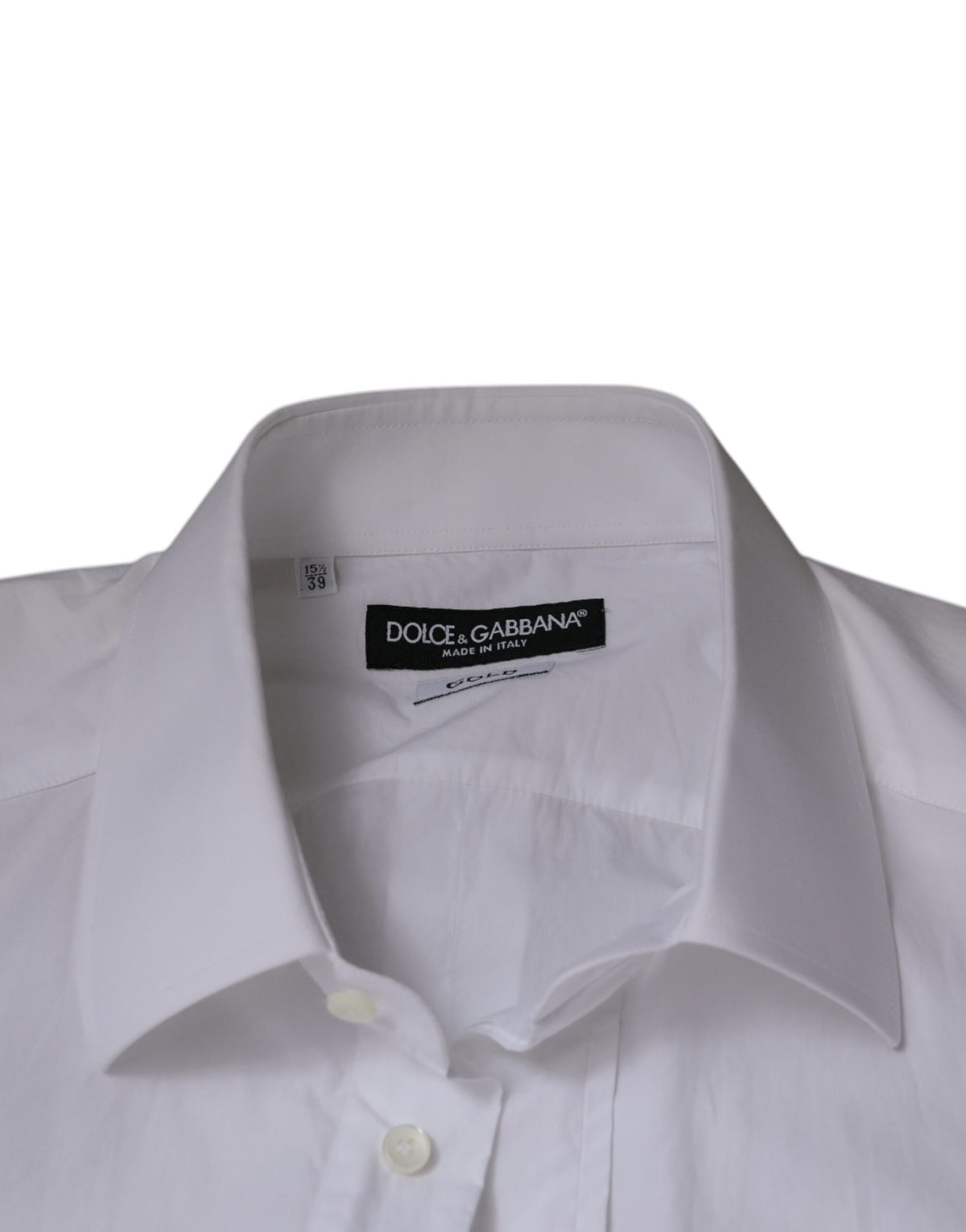 Dolce & Gabbana White Cotton Slim Fit GOLD Men Dress Men's Shirt (Pre-Owned)