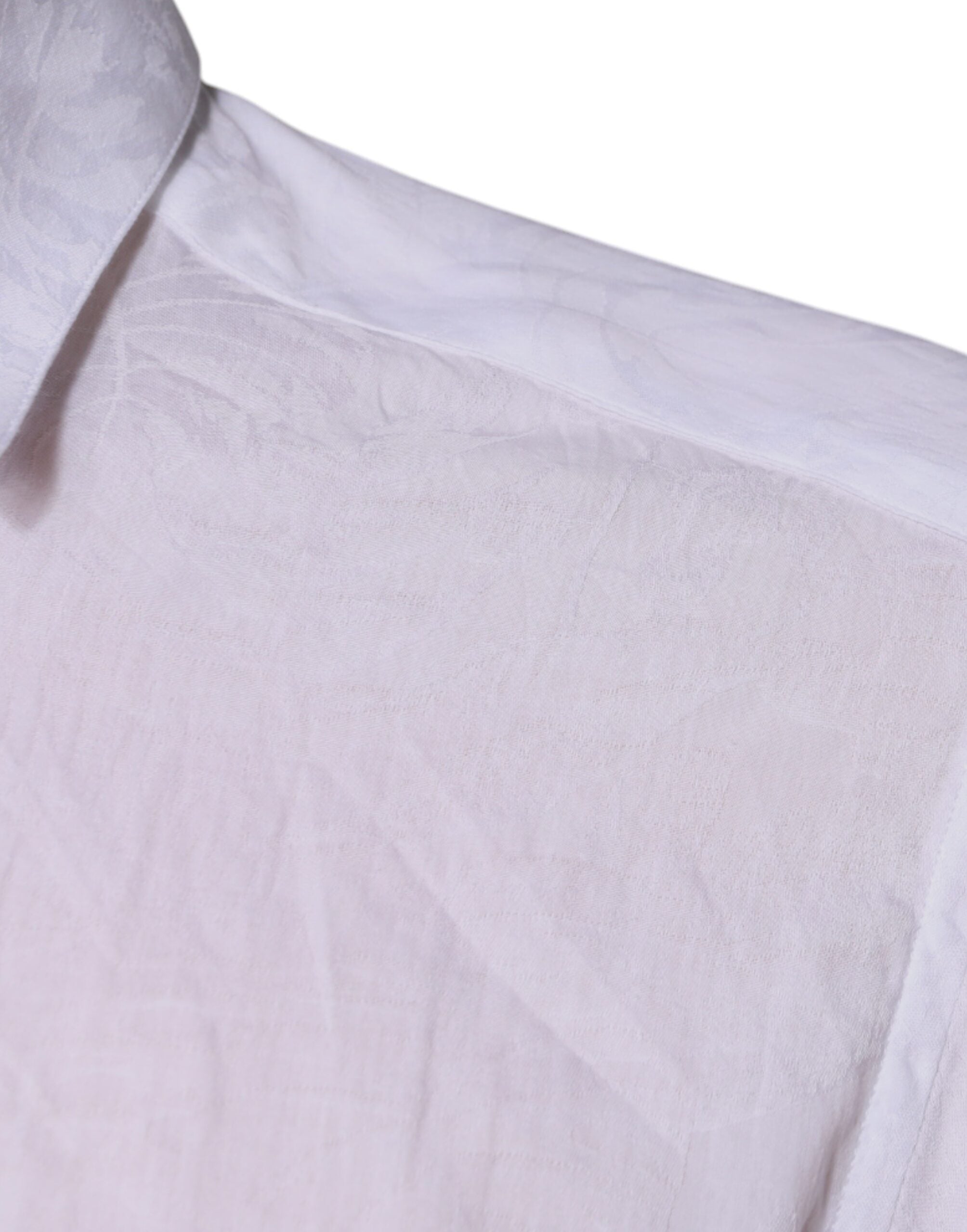 Dolce & Gabbana White Cotton Slim Fit Men Formal Dress Men's Shirt (Pre-Owned)
