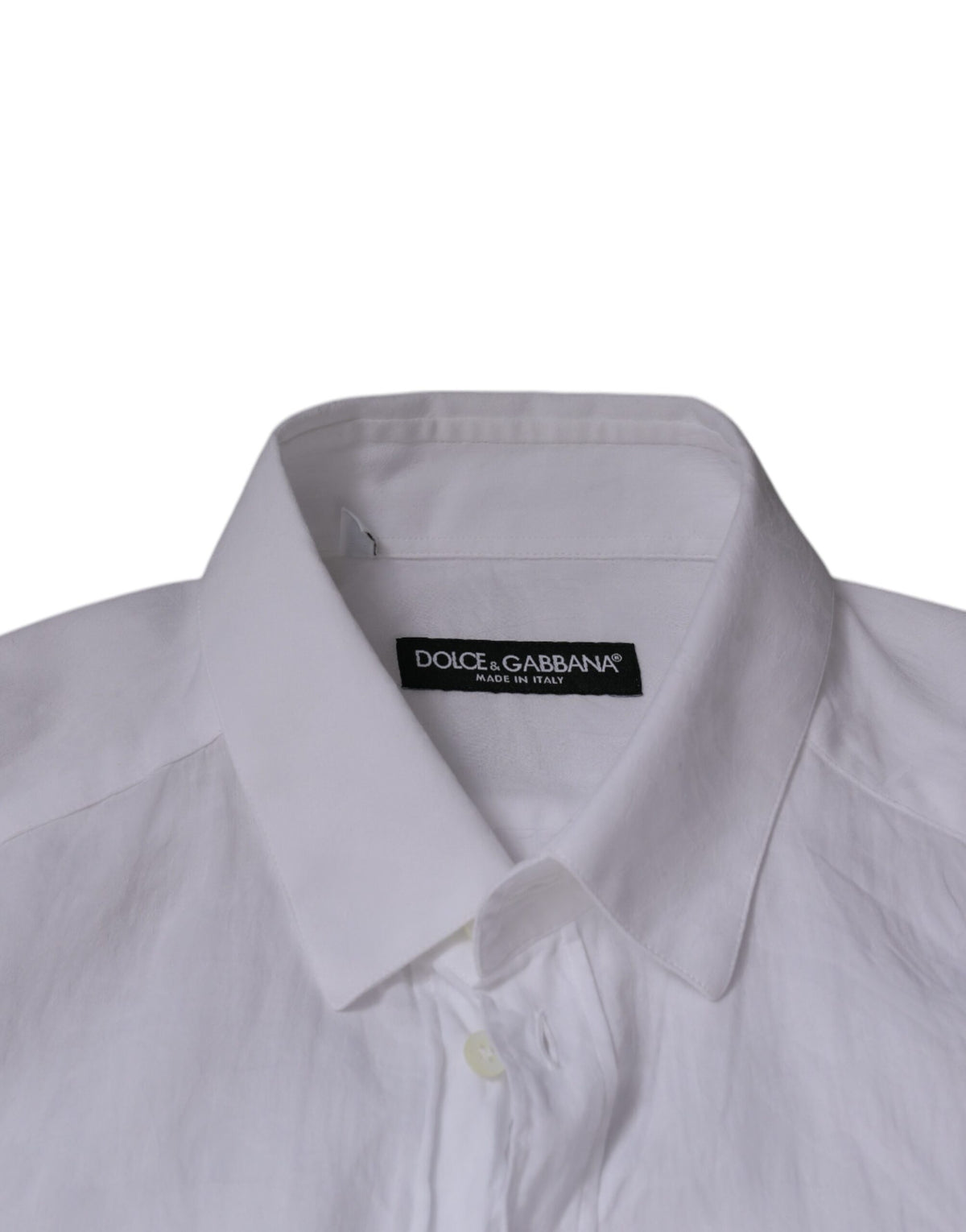 Dolce & Gabbana White Cotton Slim Fit Men Formal Dress Men's Shirt (Pre-Owned)