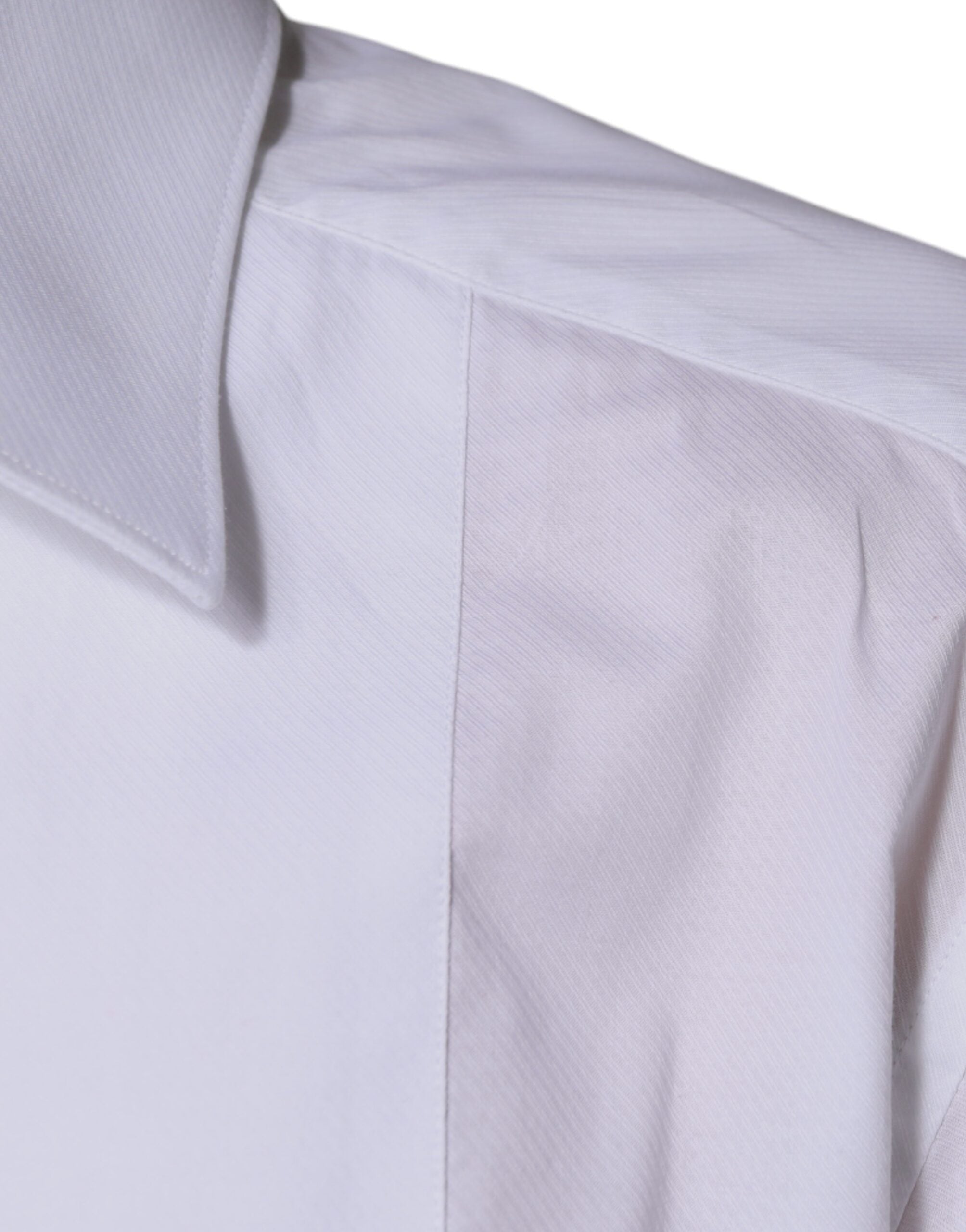 Dolce & Gabbana White Bib Cotton Poplin GOLD Formal Men's Shirt (Pre-Owned)