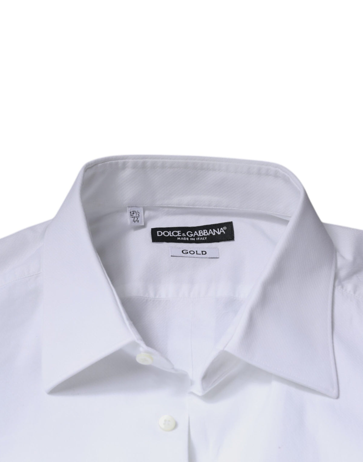 Dolce & Gabbana White Bib Cotton Poplin GOLD Formal Men's Shirt (Pre-Owned)
