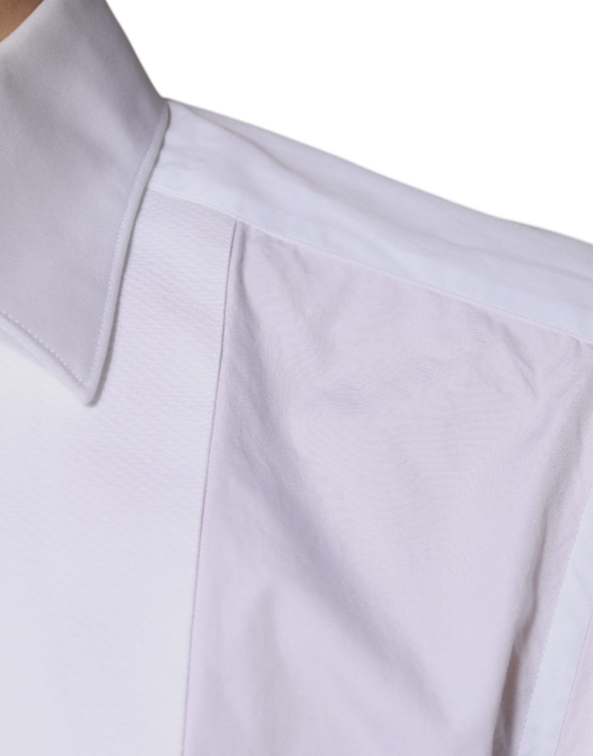 Dolce & Gabbana White Bib Cotton Poplin GOLD Men Formal Men's Shirt (Pre-Owned)