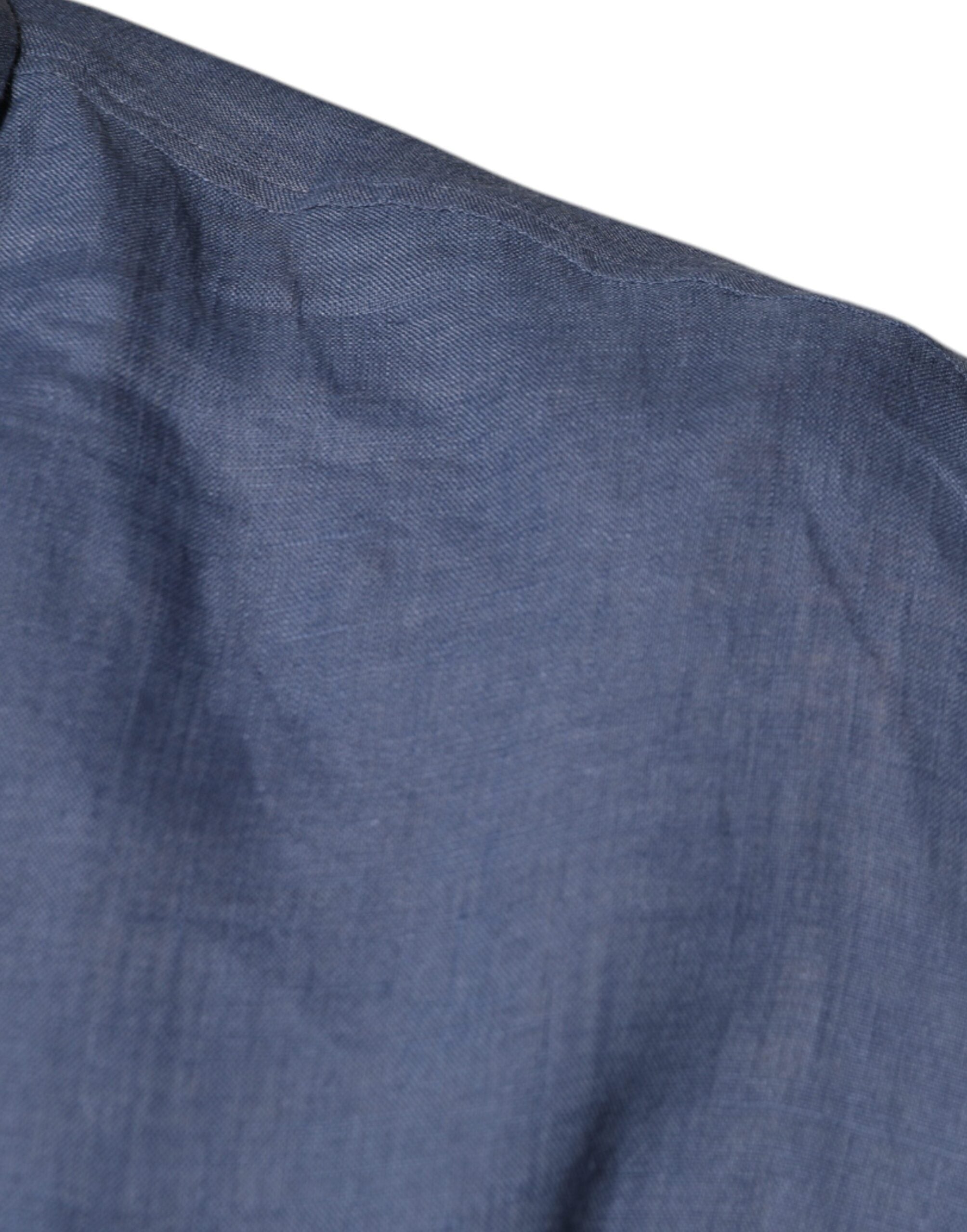 Dolce & Gabbana Blue Logo Long Sleeve Button Down Casual Men's Shirt
