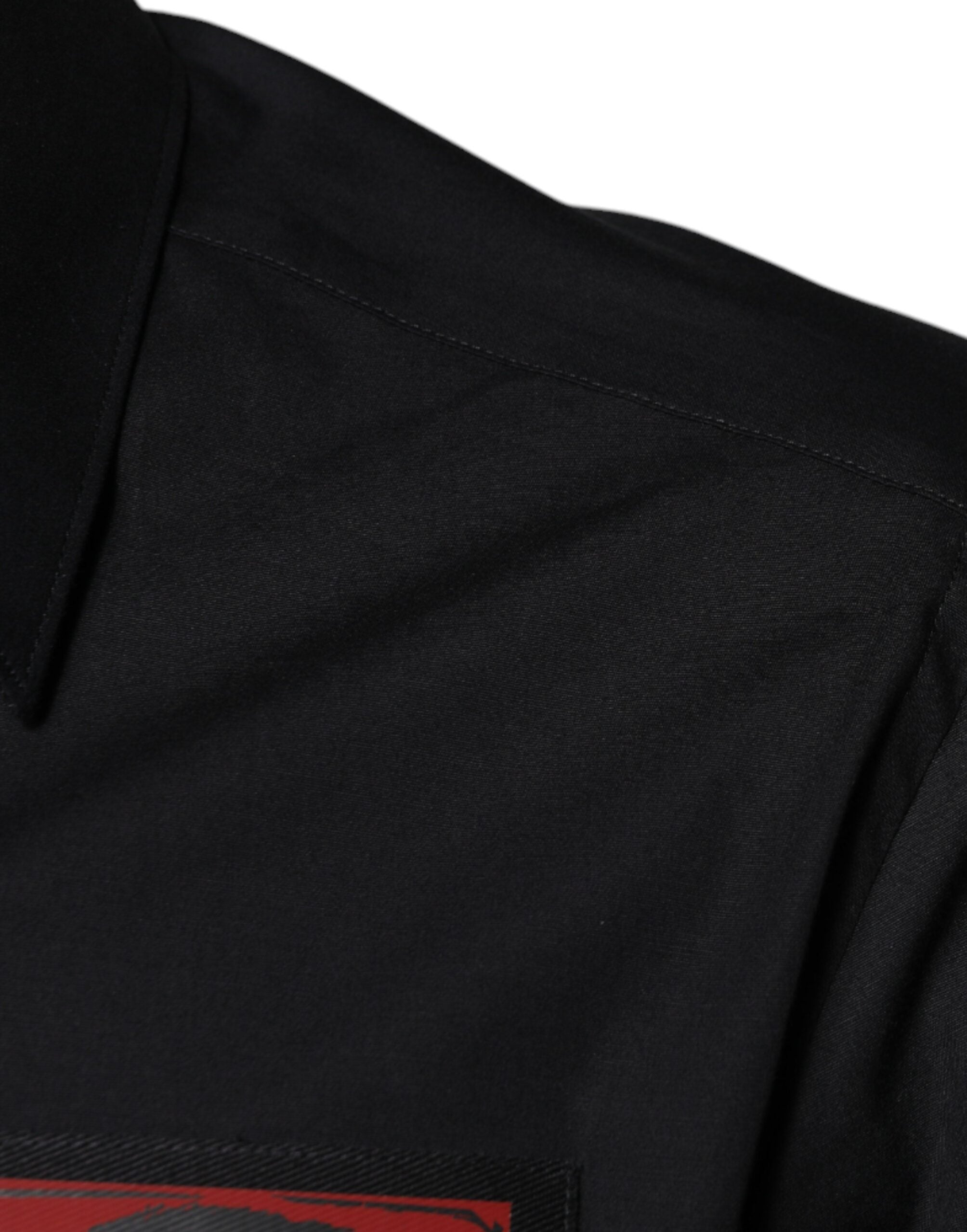 Dolce & Gabbana Black Eye Patch Long Sleeve GOLD Dress Men's Shirt