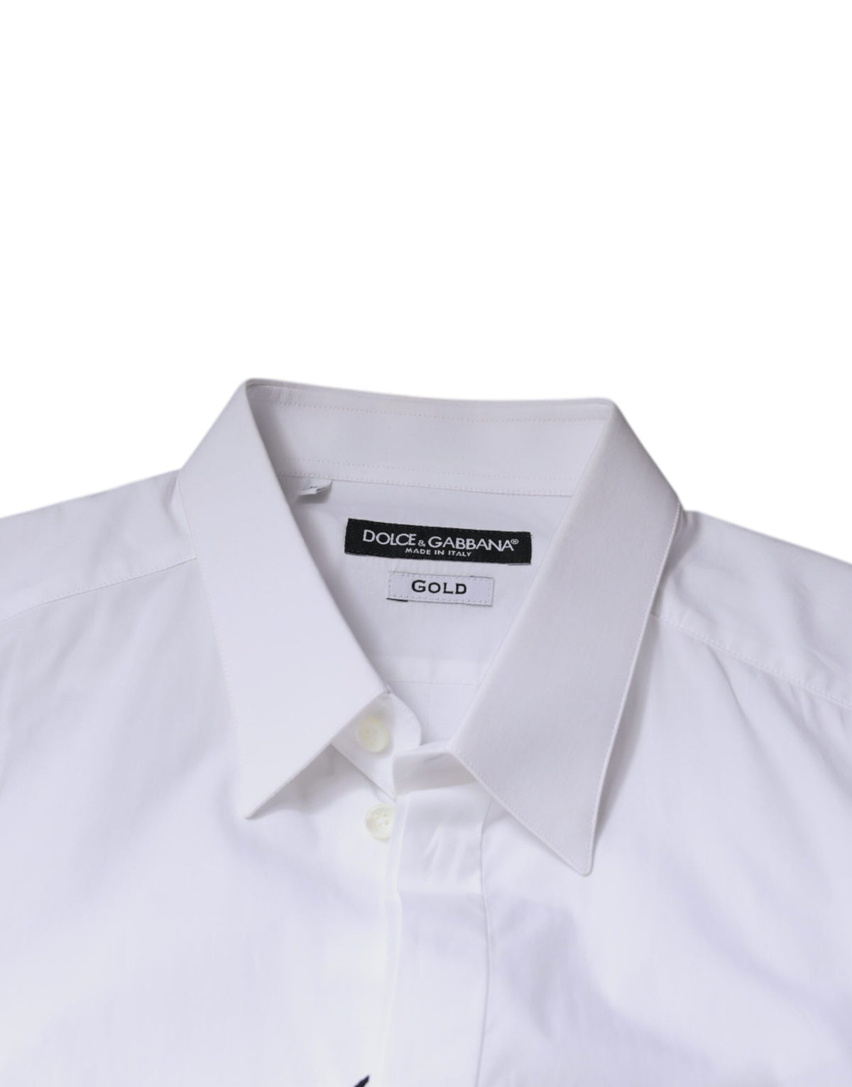 Dolce & Gabbana White Cotton Logo Formal Men GOLD Dress Men's Shirt