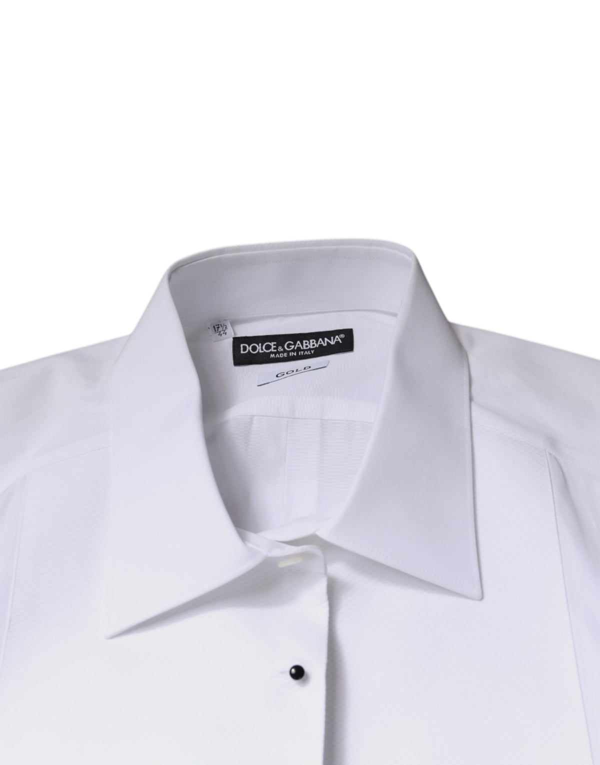 Dolce & Gabbana White Bib Cotton Poplin GOLD Formal Men's Shirt