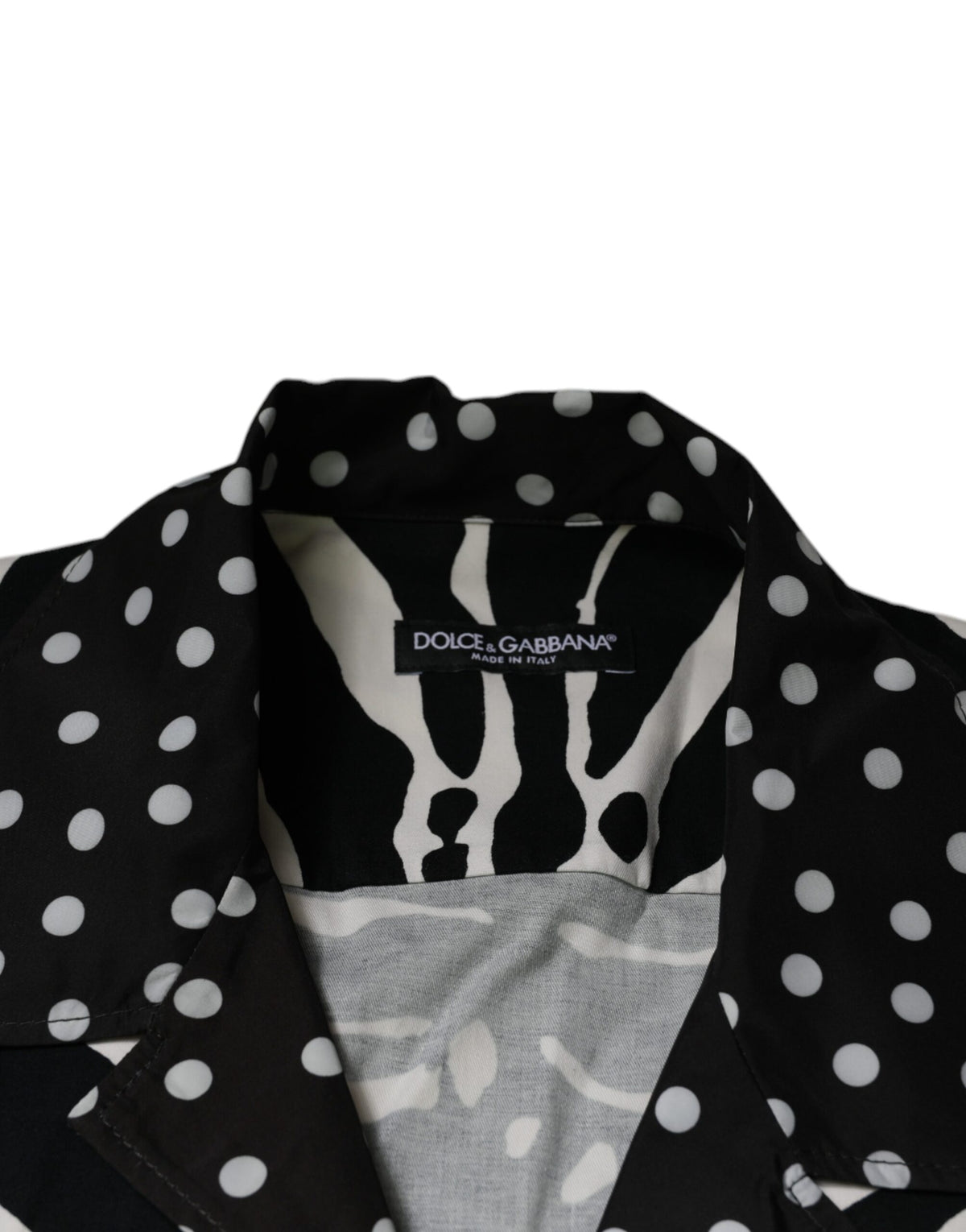 Dolce & Gabbana Black White Zebra Button Down Oversize Men's Shirt