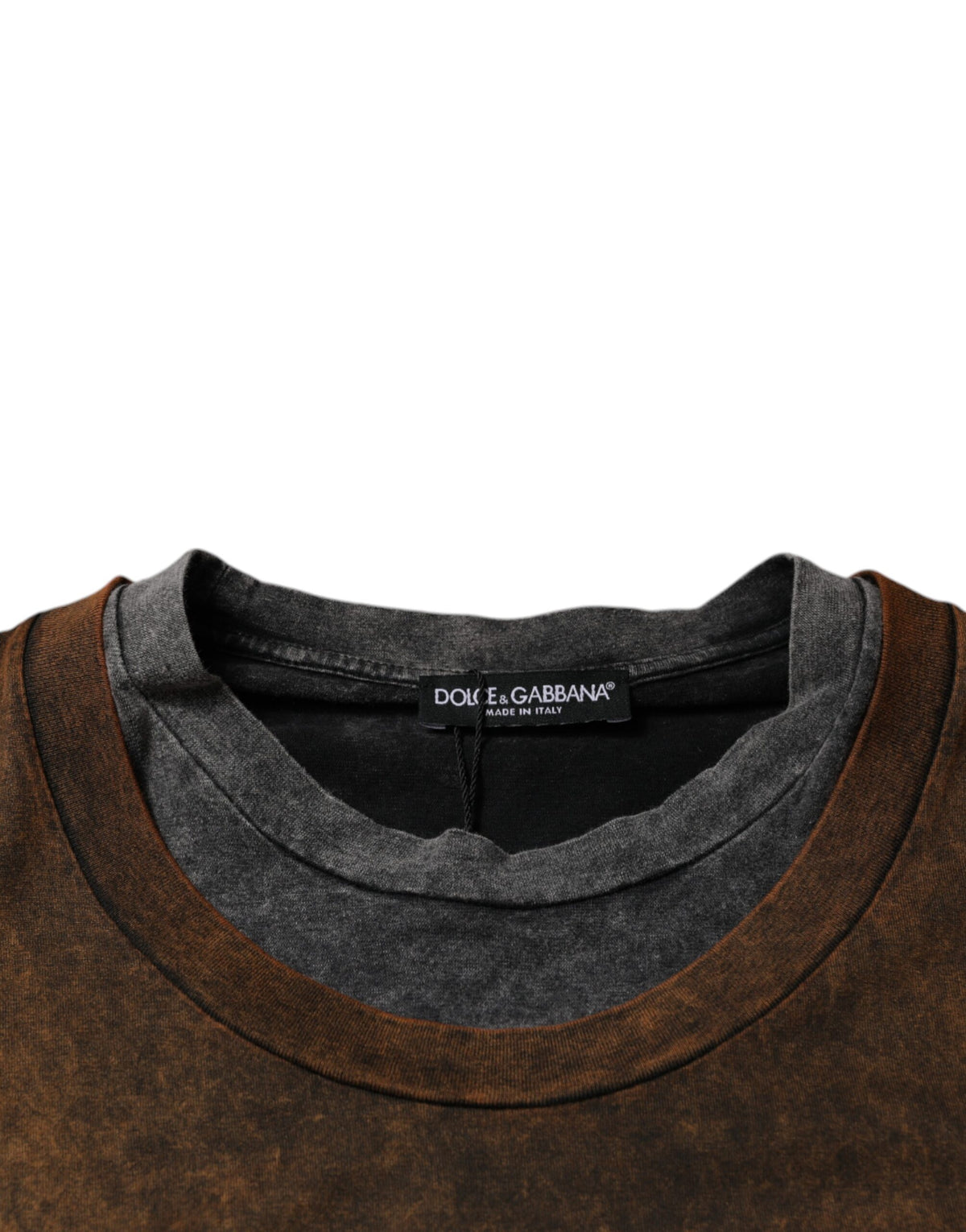 Dolce & Gabbana Brown Cotton Crew Neck Sleeveless Men's T-shirt