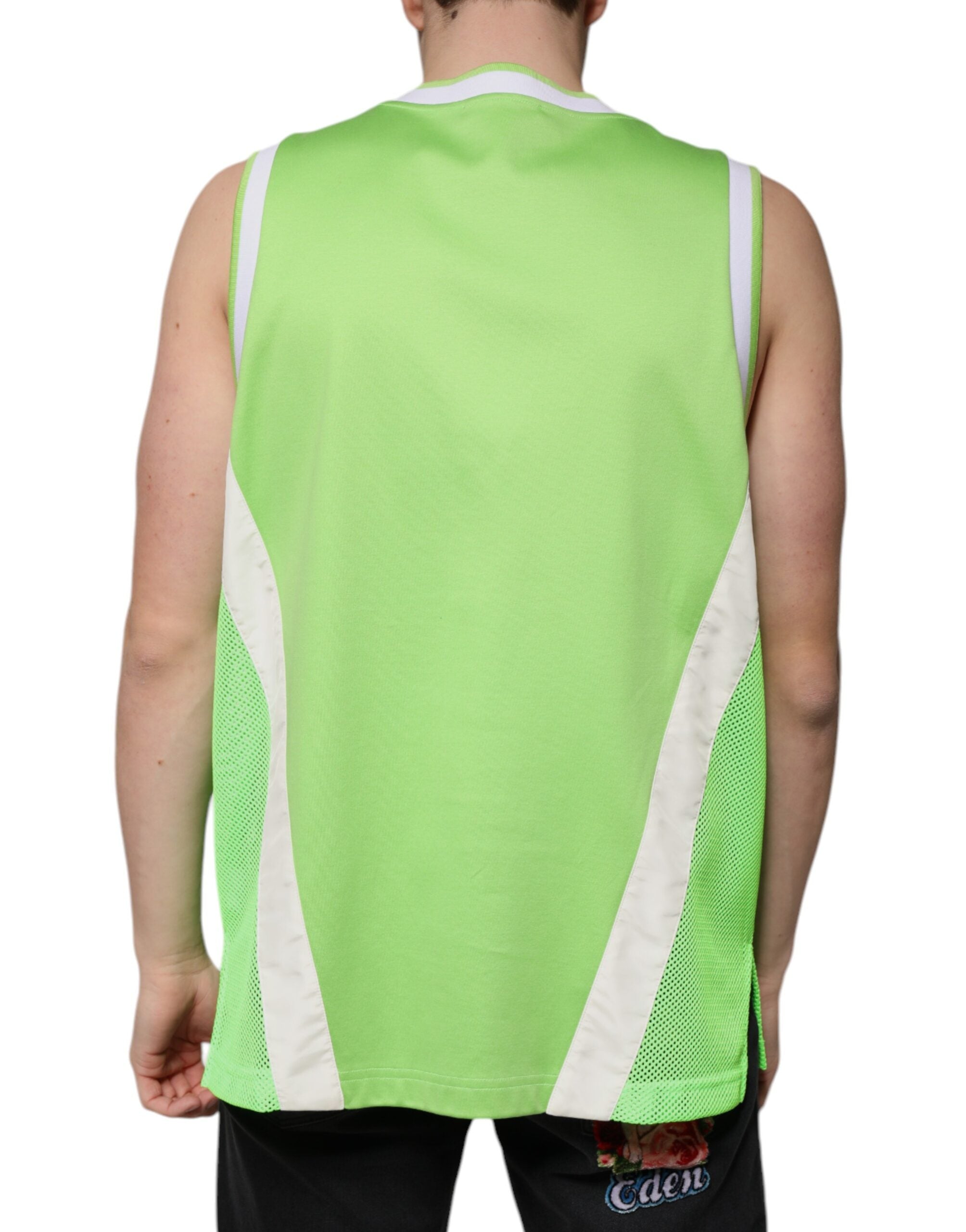 Dolce & Gabbana Green Polyester Jersey Sleeveless Men's T-shirt
