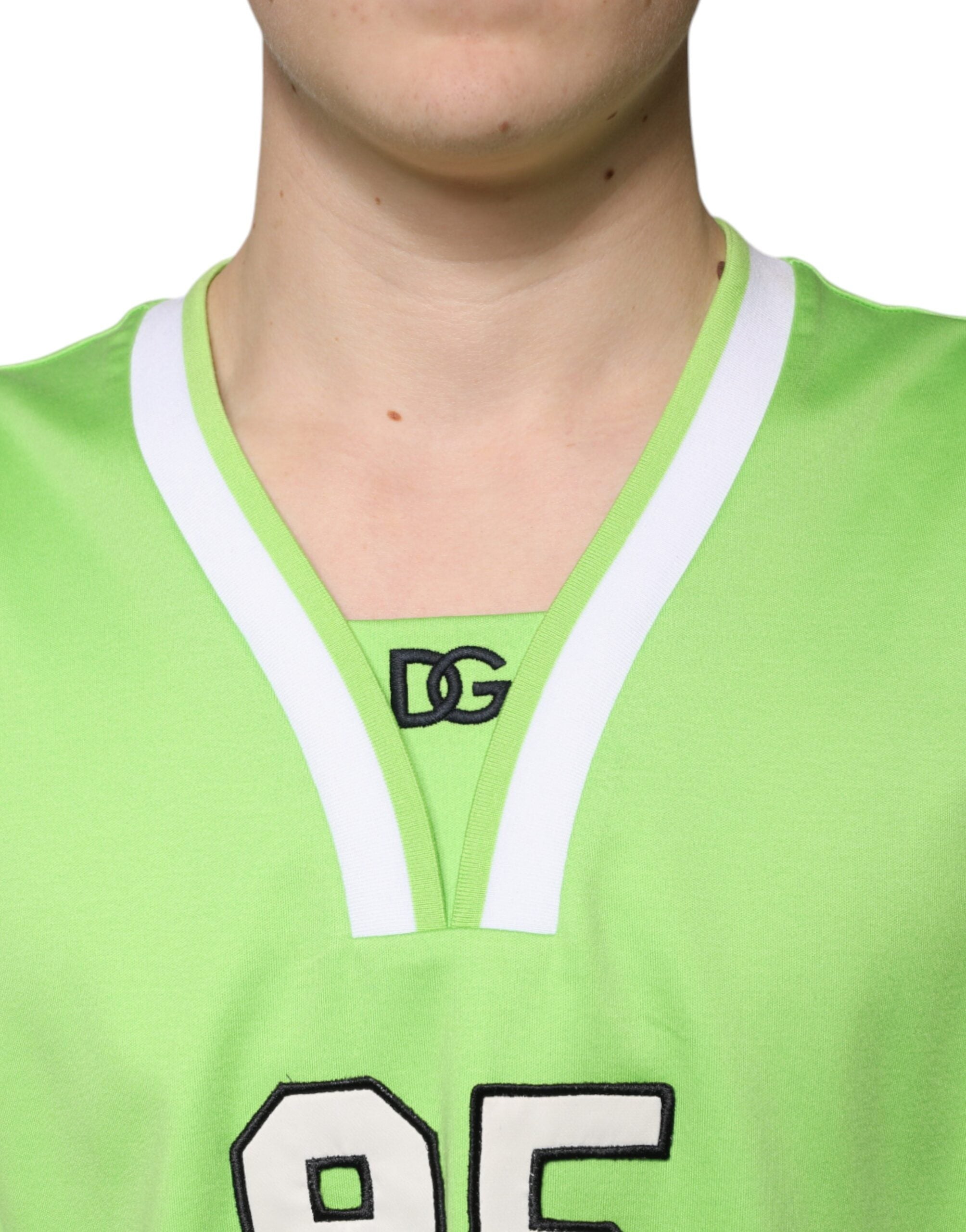 Dolce & Gabbana Green Polyester Jersey Sleeveless Men's T-shirt