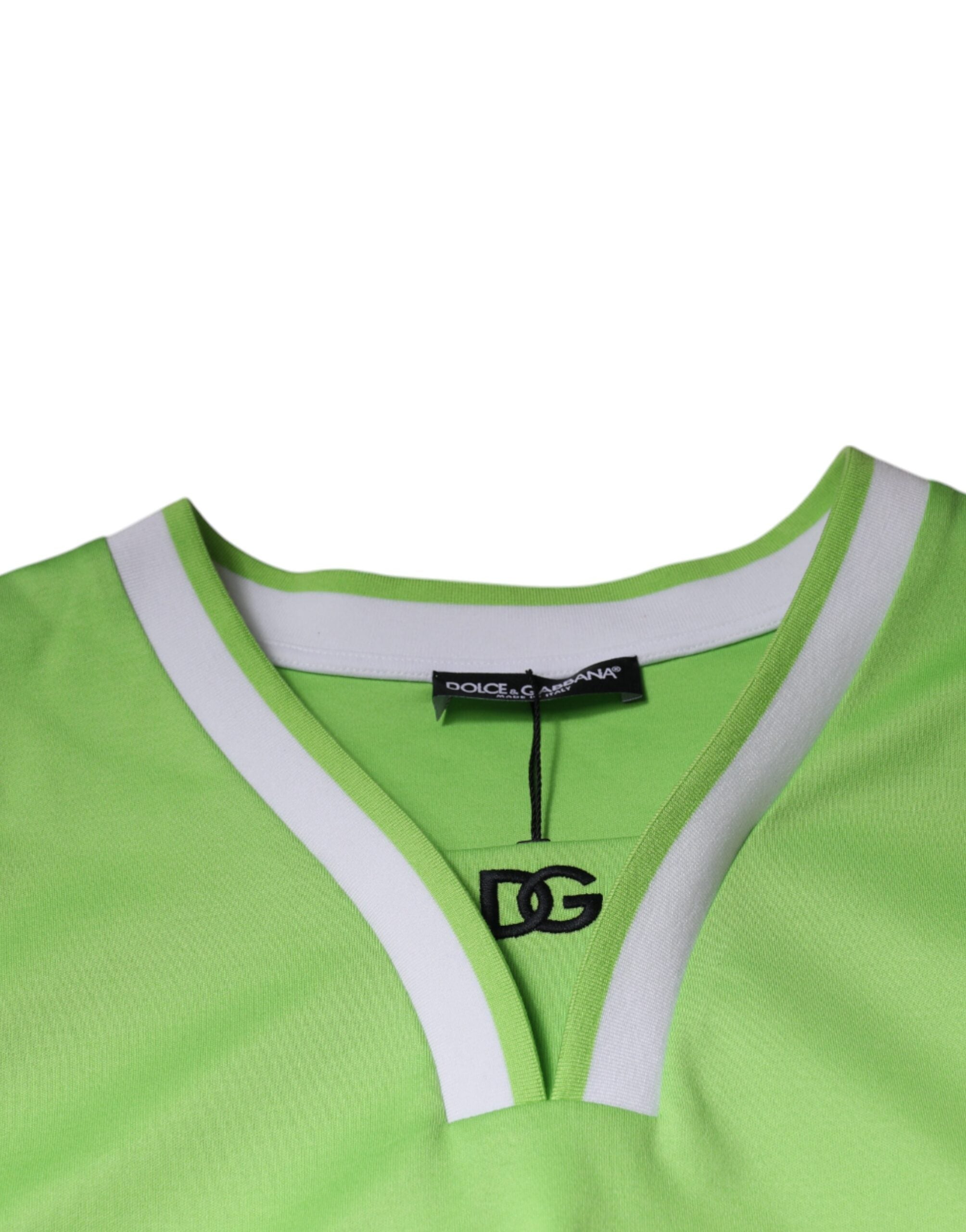 Dolce & Gabbana Green Polyester Jersey Sleeveless Men's T-shirt