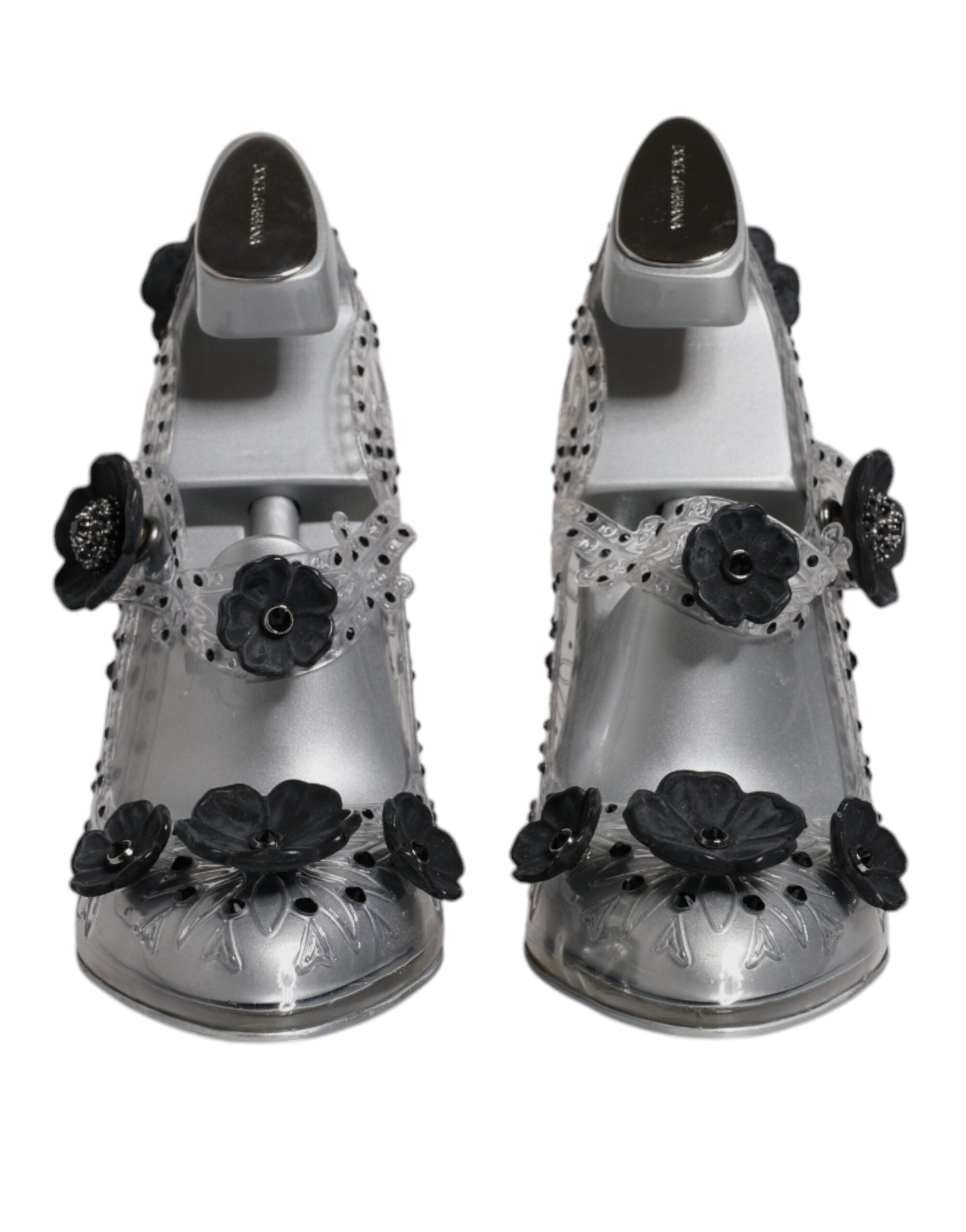 Dolce & Gabbana Clear Floral Crystal CINDERELLA Heels Women's Shoes