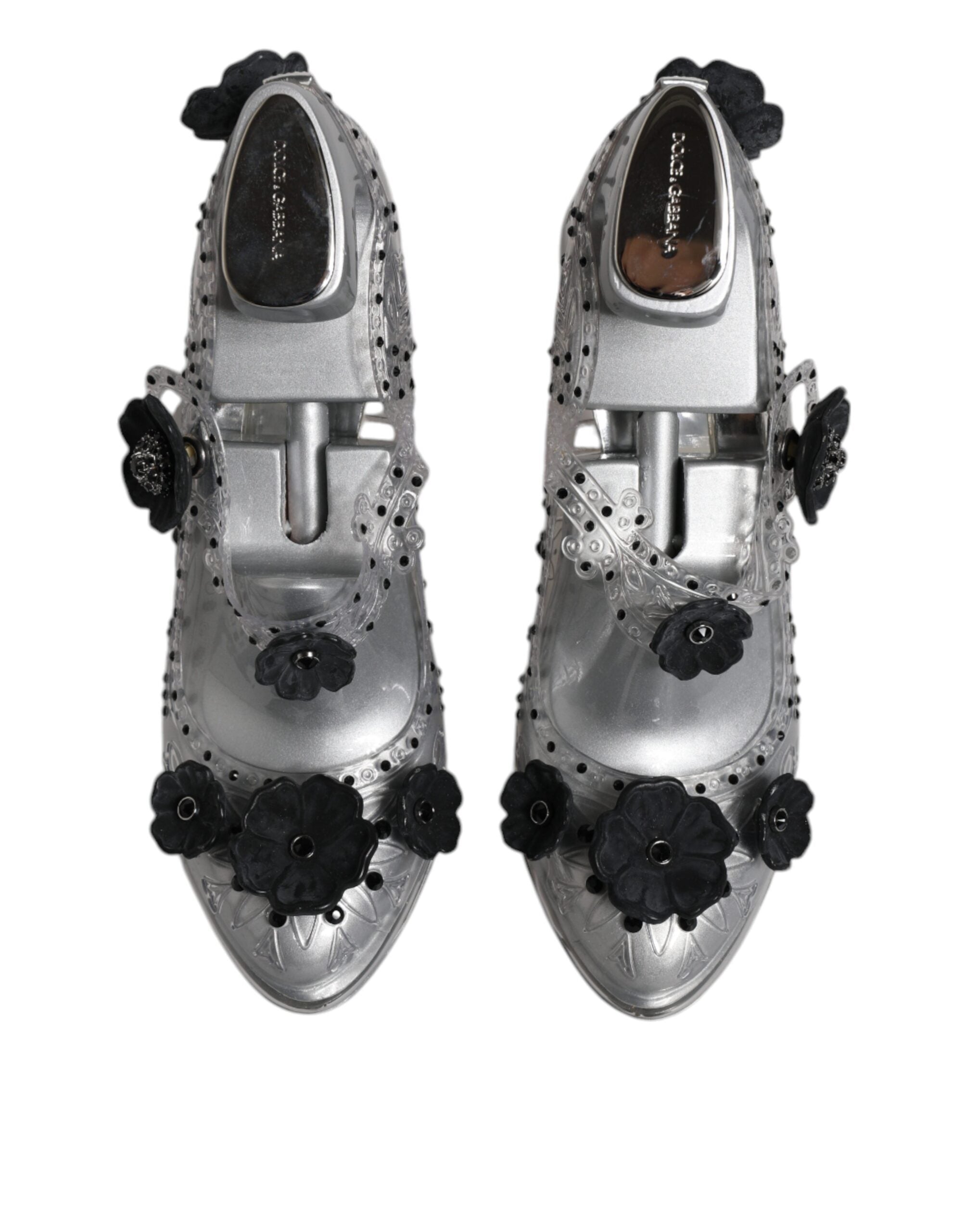 Dolce & Gabbana Clear Floral Crystal CINDERELLA Heels Women's Shoes