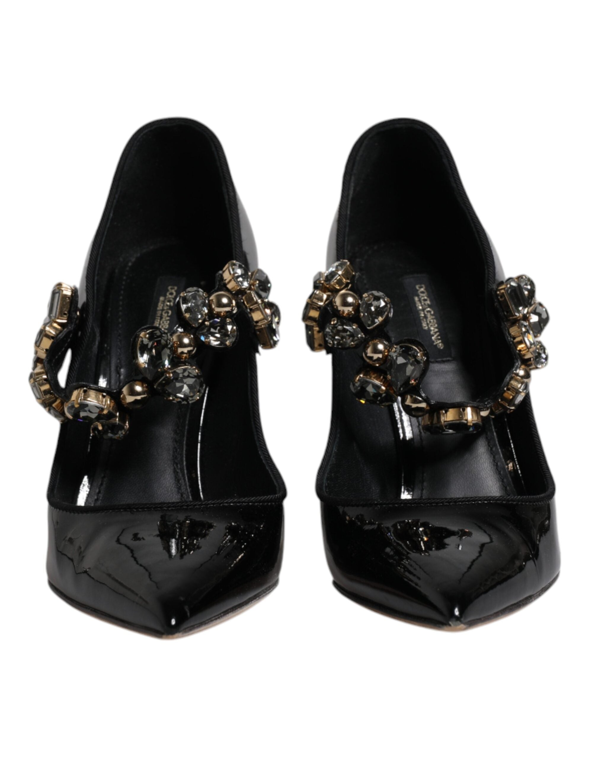 Dolce & Gabbana Black Leather Crystal Mary Jane Pumps Women's Shoes (Pre-Owned)