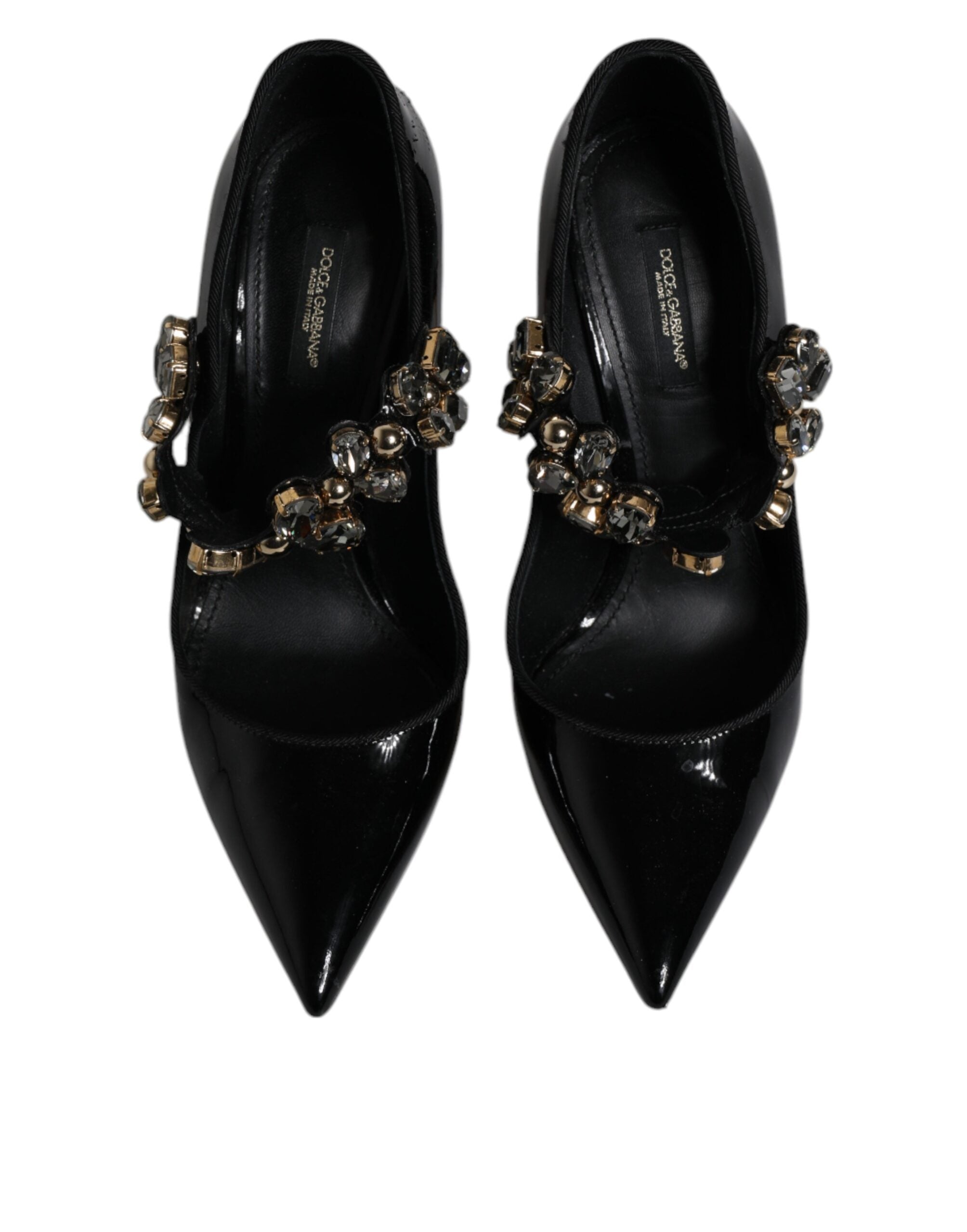 Dolce & Gabbana Black Leather Crystal Mary Jane Pumps Women's Shoes (Pre-Owned)