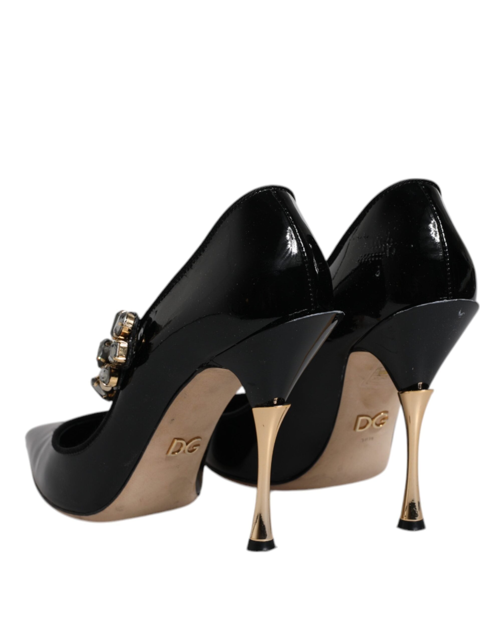 Dolce & Gabbana Black Leather Crystal Mary Jane Pumps Women's Shoes (Pre-Owned)