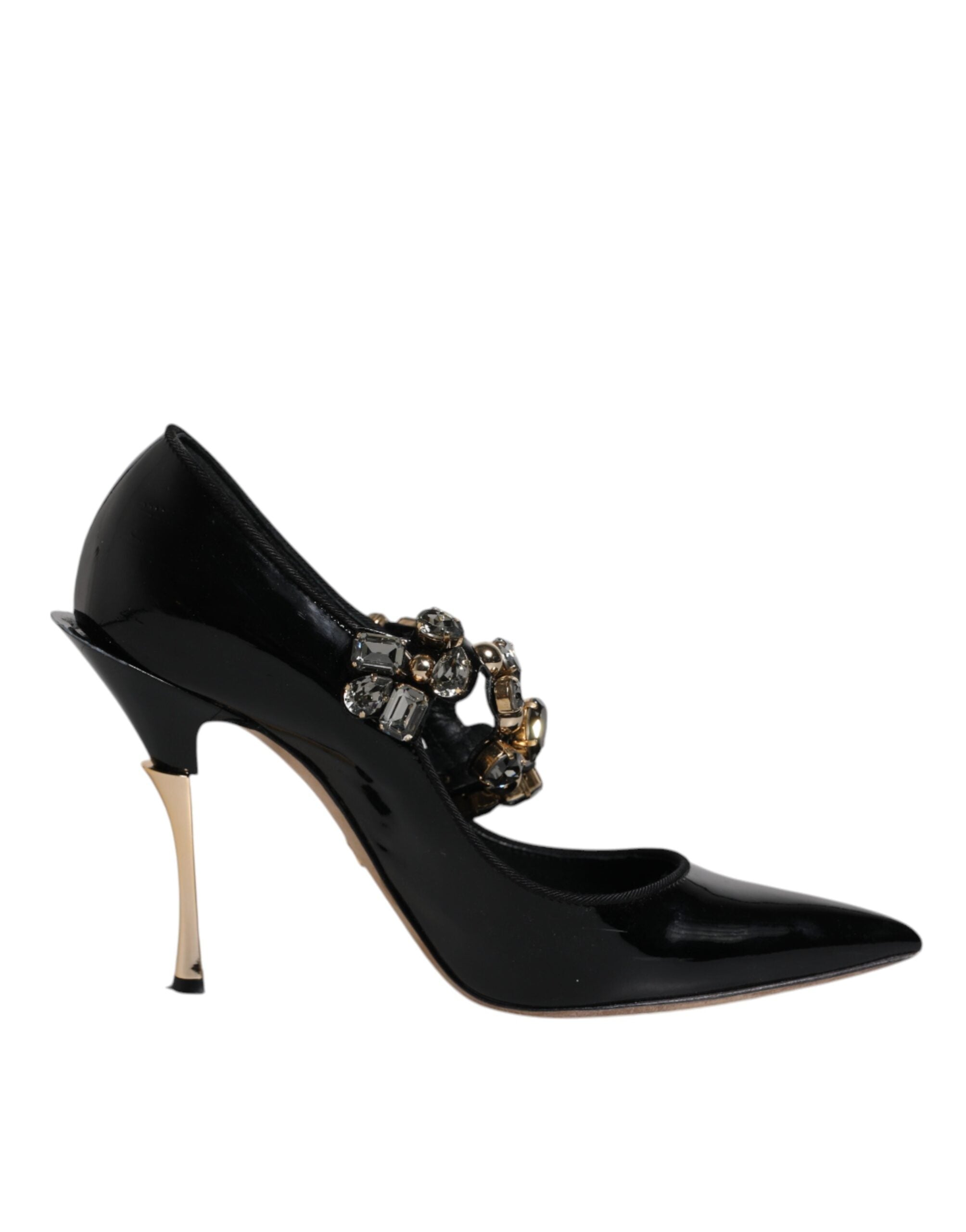 Dolce & Gabbana Black Leather Crystal Mary Jane Pumps Women's Shoes (Pre-Owned)