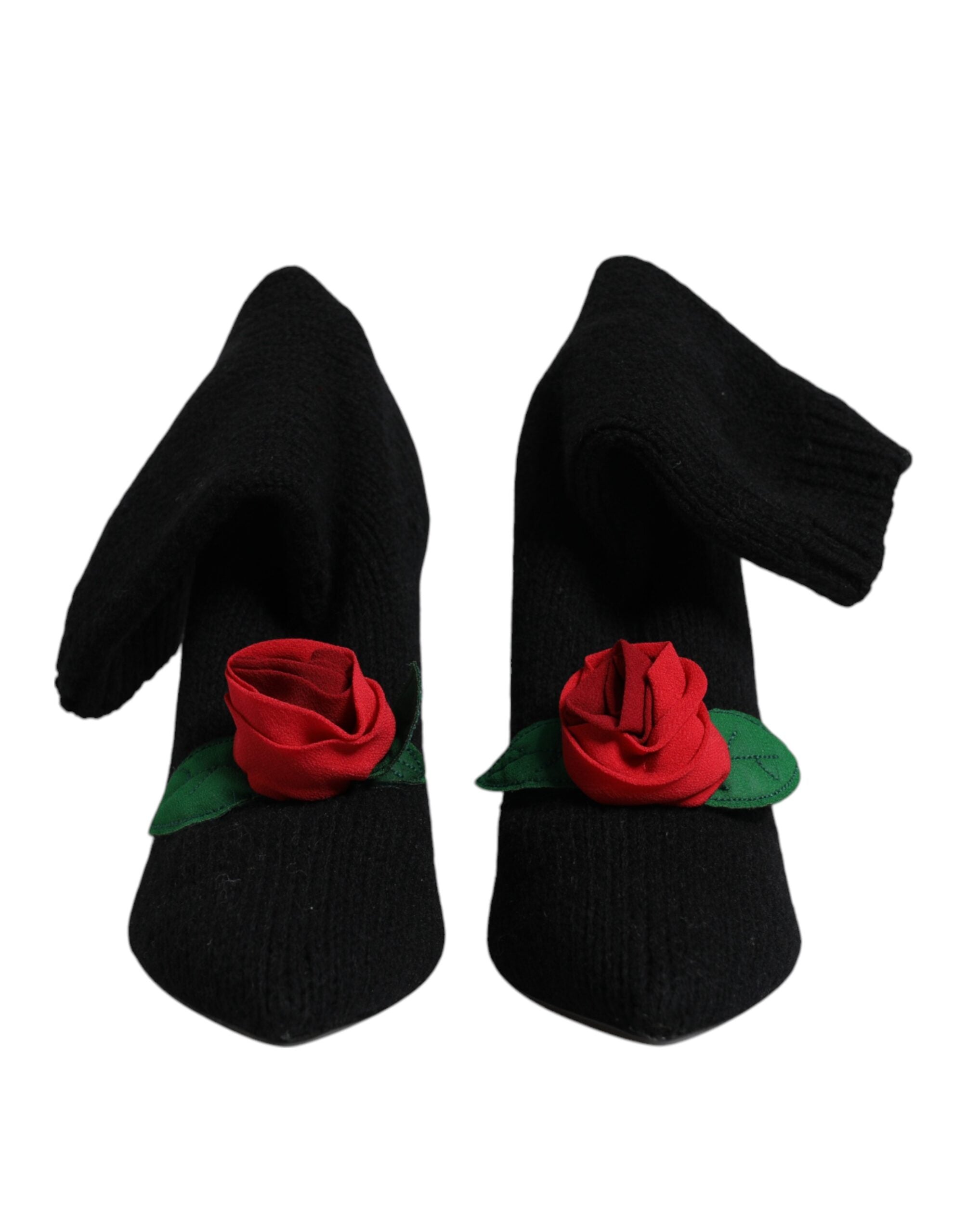 Dolce & Gabbana Black Stiletto Heels Mid Calf Boots Women's Shoes