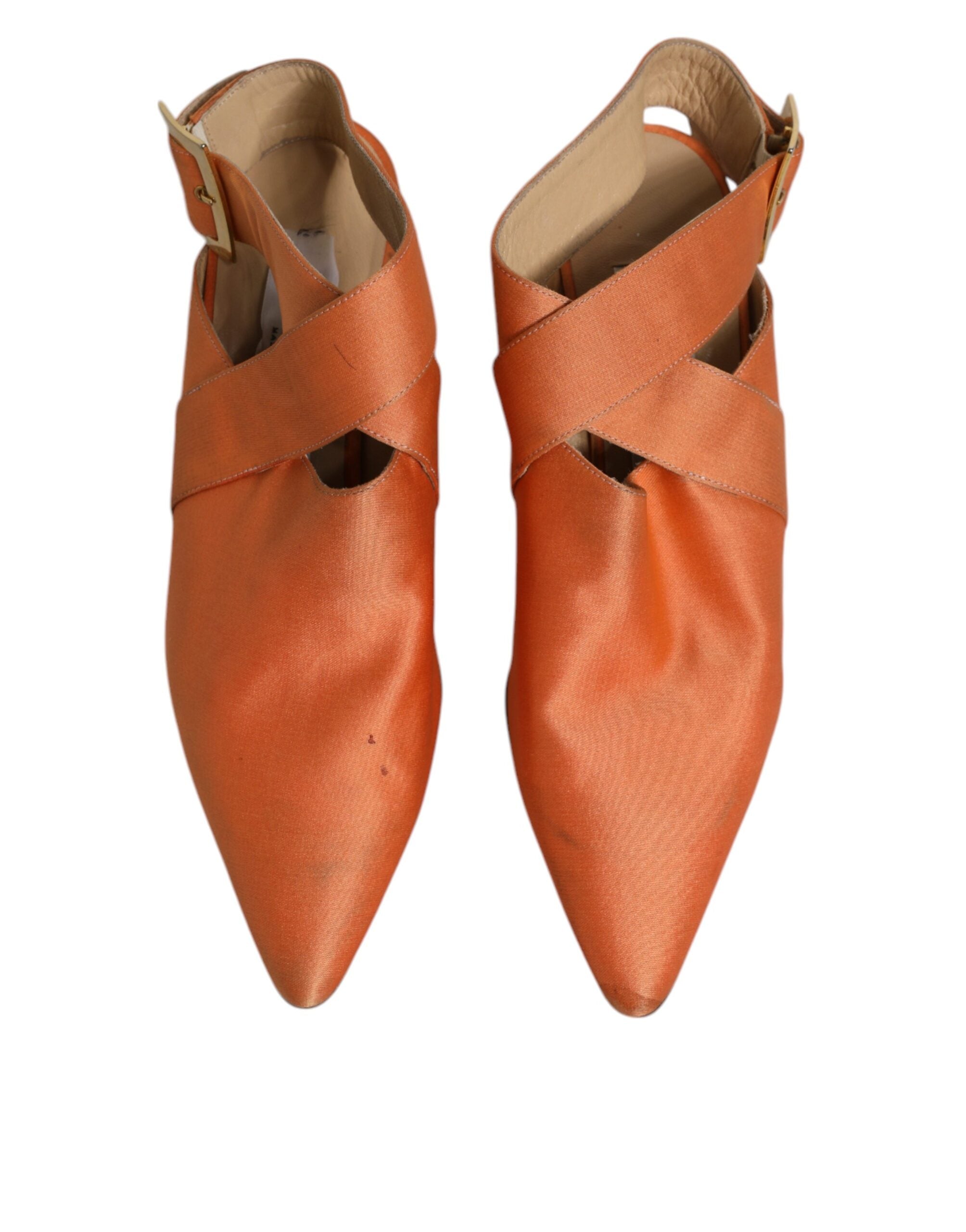 Dolce & Gabbana Orange Kitten Heels Slingback Sandals Women's Shoes (Pre-Owned)