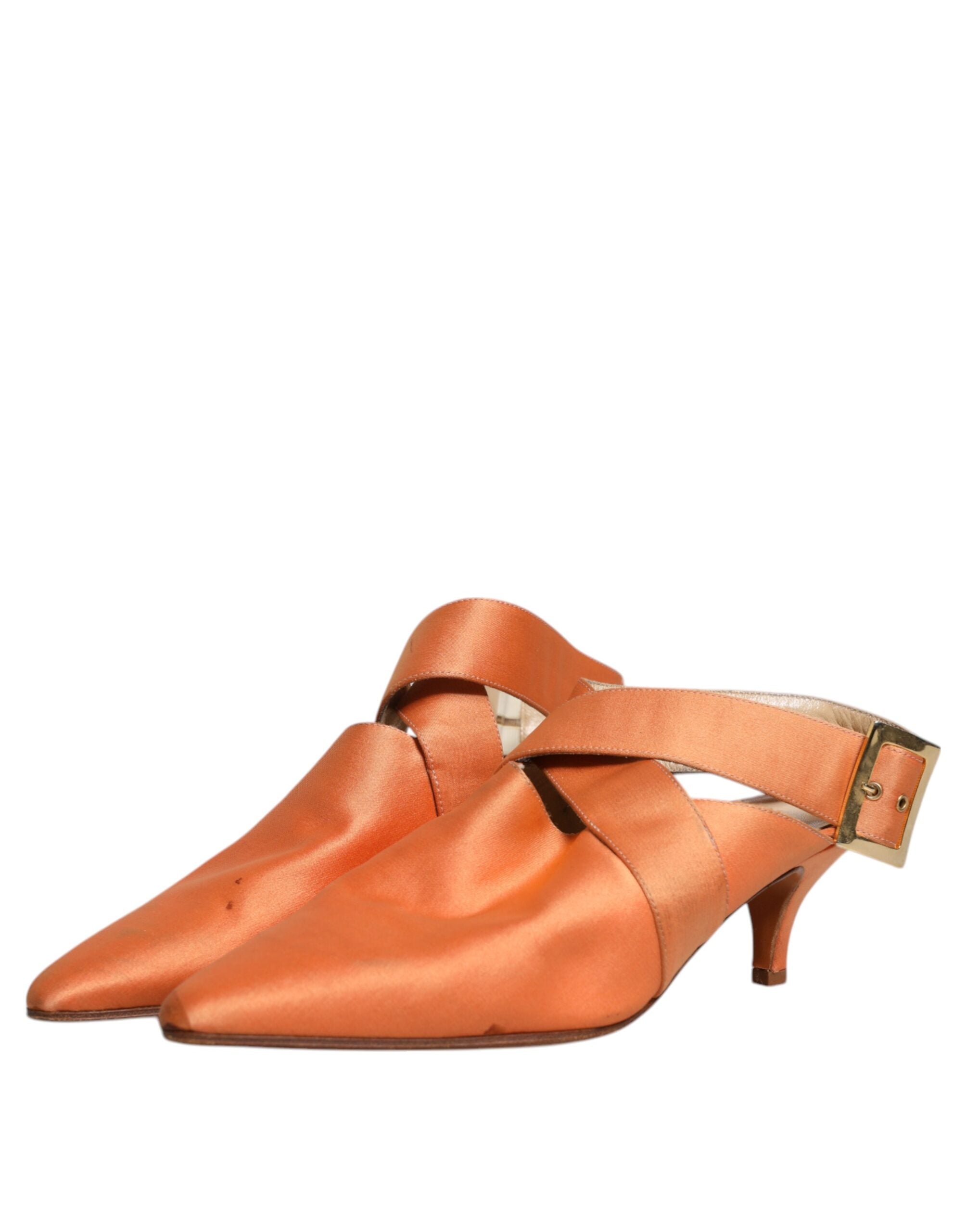 Dolce & Gabbana Orange Kitten Heels Slingback Sandals Women's Shoes (Pre-Owned)