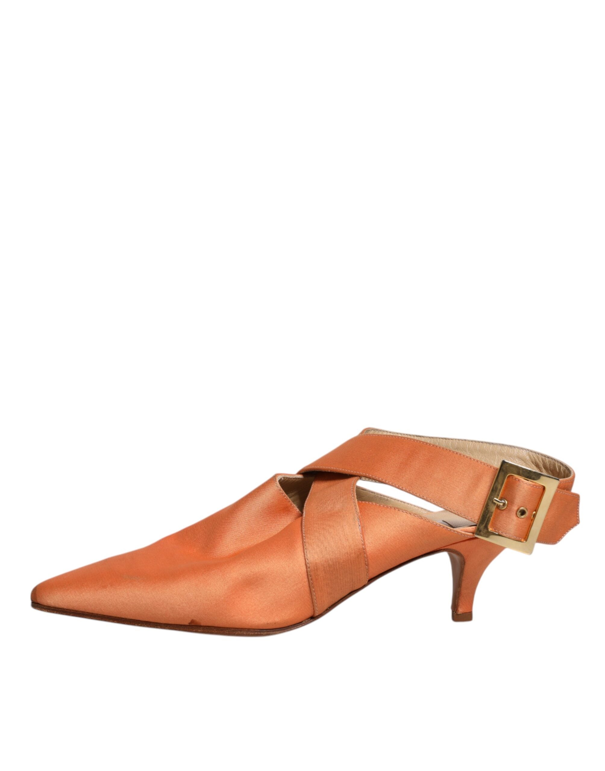 Dolce & Gabbana Orange Kitten Heels Slingback Sandals Women's Shoes (Pre-Owned)