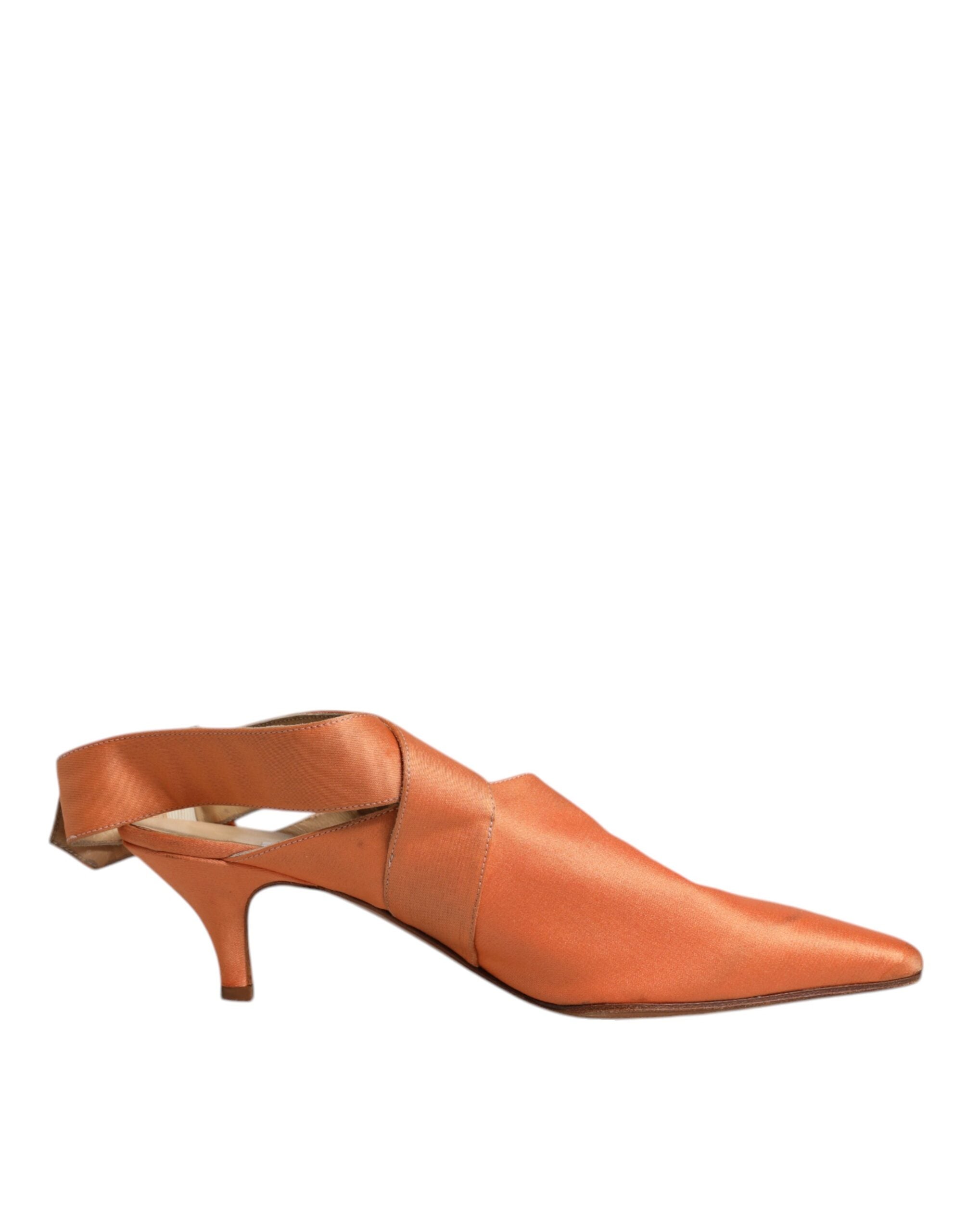 Dolce & Gabbana Orange Kitten Heels Slingback Sandals Women's Shoes (Pre-Owned)