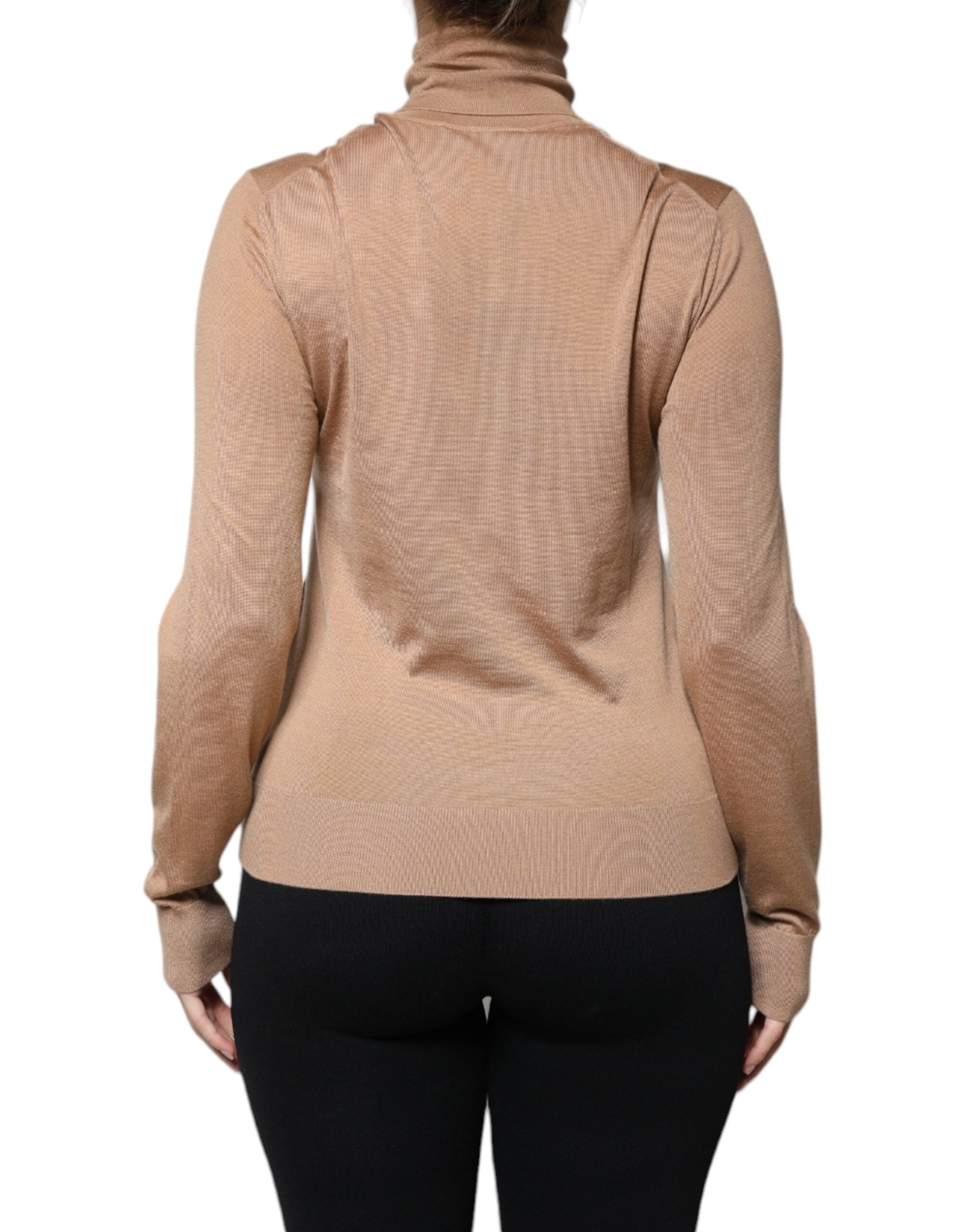 Dolce & Gabbana Brown Turtleneck Long Sleeve Pullover Women's Sweater (Pre-Owned)