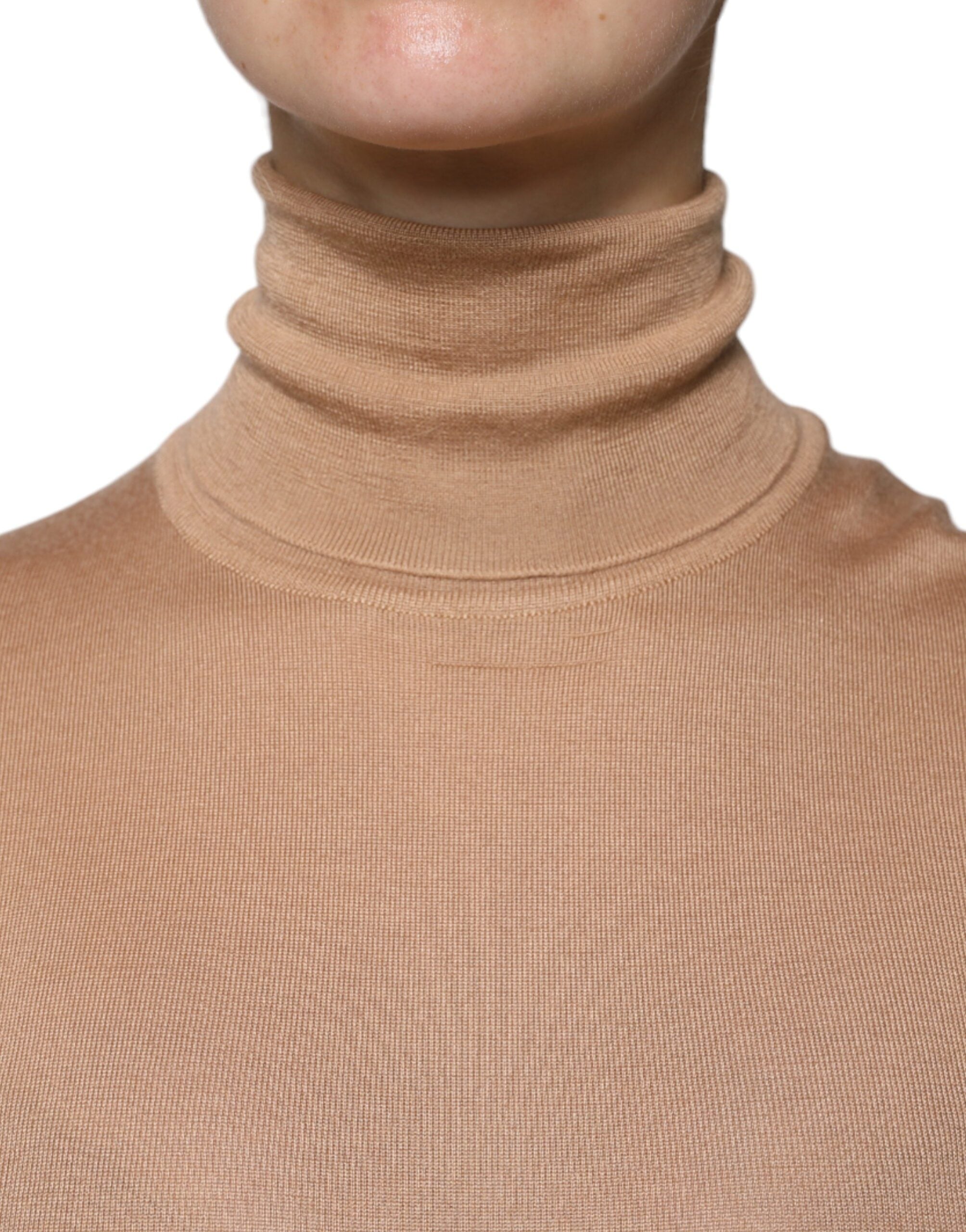 Dolce & Gabbana Brown Turtleneck Long Sleeve Pullover Women's Sweater (Pre-Owned)