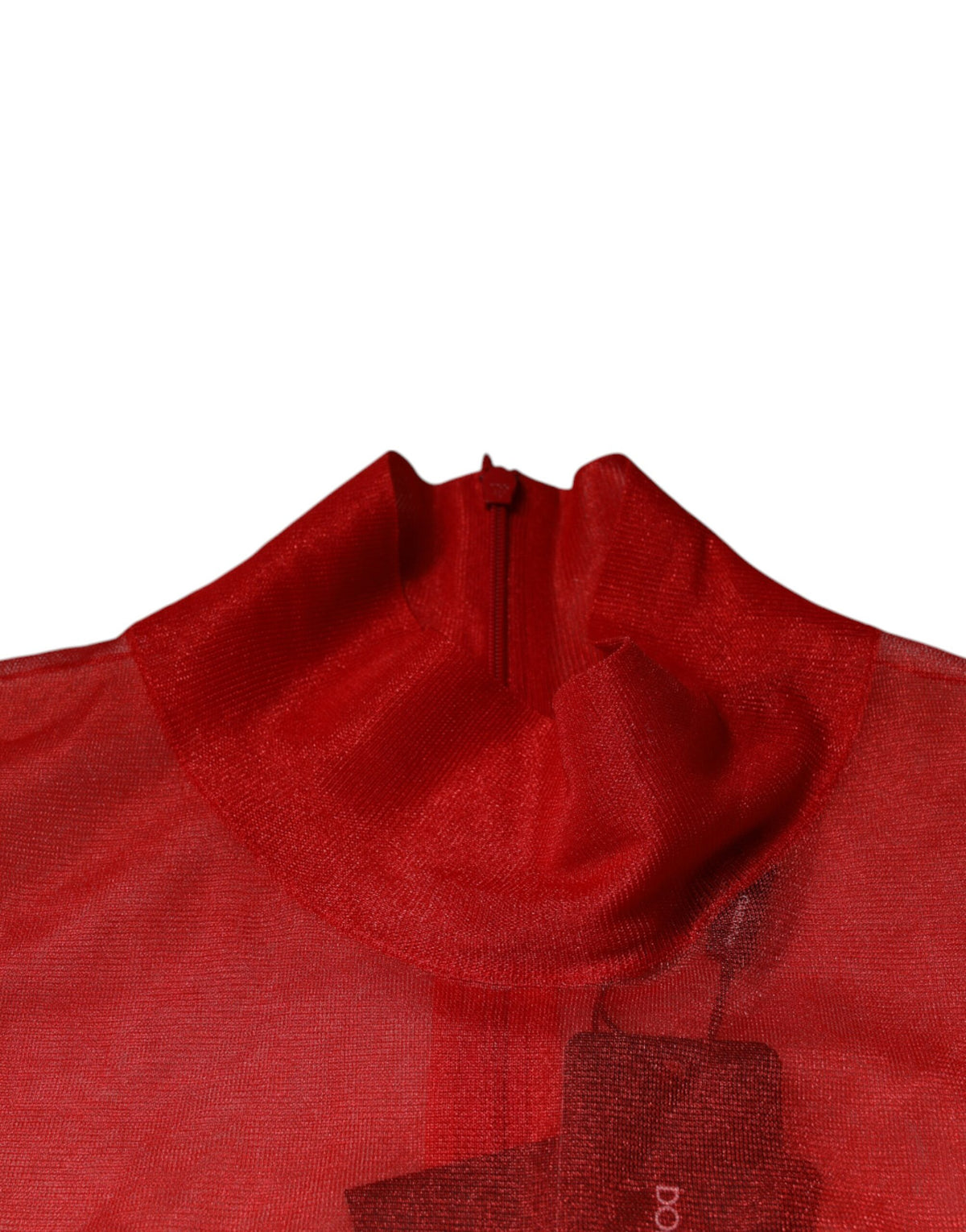 Dolce & Gabbana Red Mesh Turtleneck Long Sleeve Blouse Women's Top (Pre-Owned)