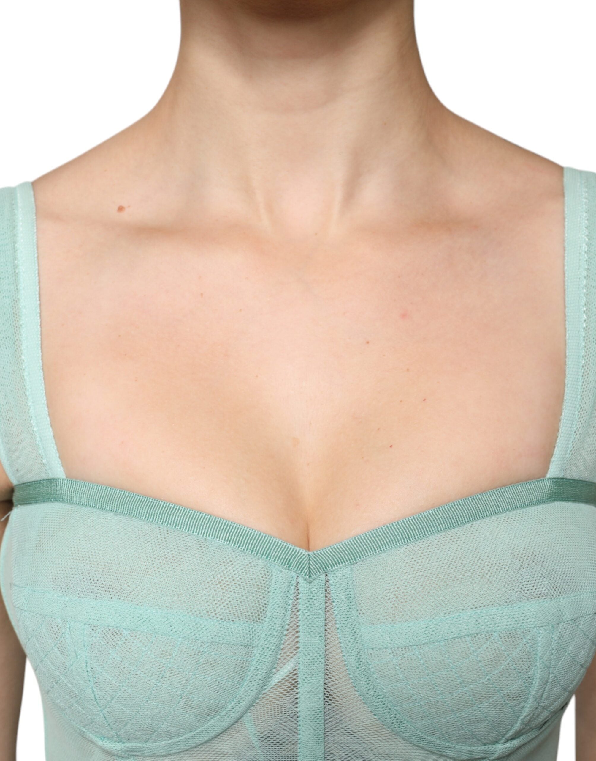 Dolce & Gabbana Green Cotton Bustier Corset Sleeveless Women's Top (Pre-Owned)