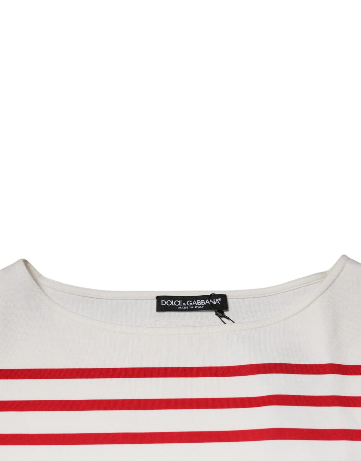Dolce & Gabbana White Red Stripes Cotton Long Sleeves Women's Top (Pre-Owned)