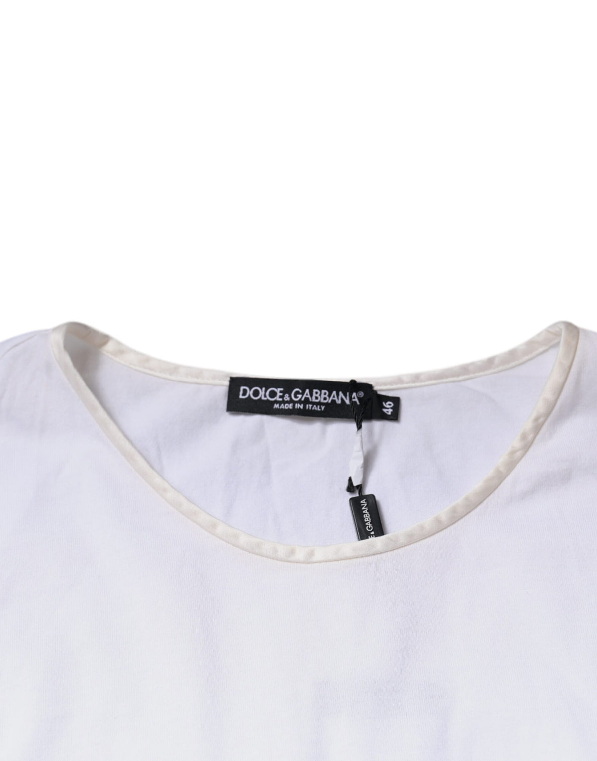Dolce & Gabbana White Cotton Silk Round Neck Wrap Blouse Women's Top