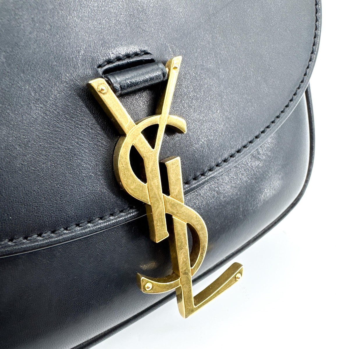 Saint Laurent Kaia Leather Black Leather Shoulder Bag Bag (Pre-Owned)