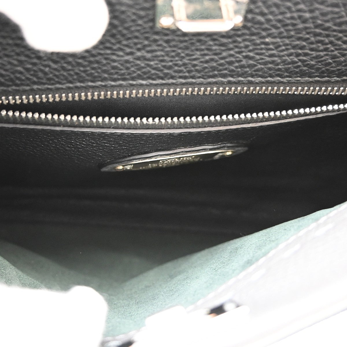 Fendi Peekaboo Fit Leather With Zucca Embossed Leather Black Leather Handbag (Pre-Owned)