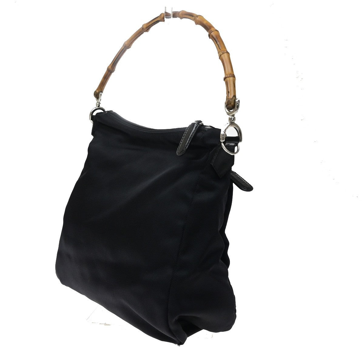 Gucci Sherry Bamboo Nylon Black Nylon Shoulder Bag Bag (Pre-Owned)