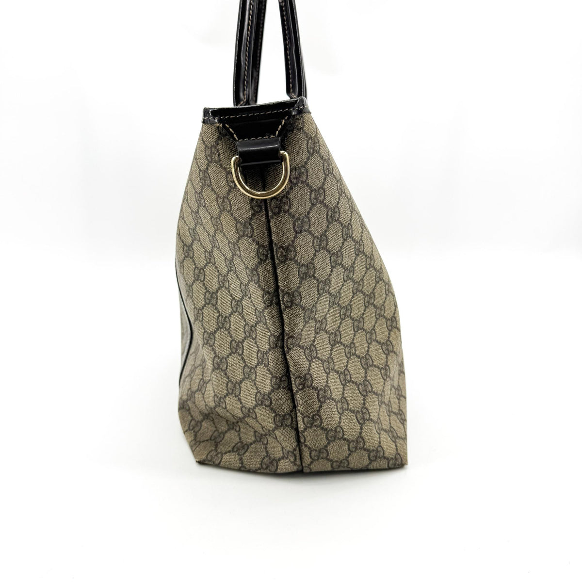 Gucci Joy Gg Coated Canvas With Leather Brown Canvas Tote Bag Bag (Pre-Owned)