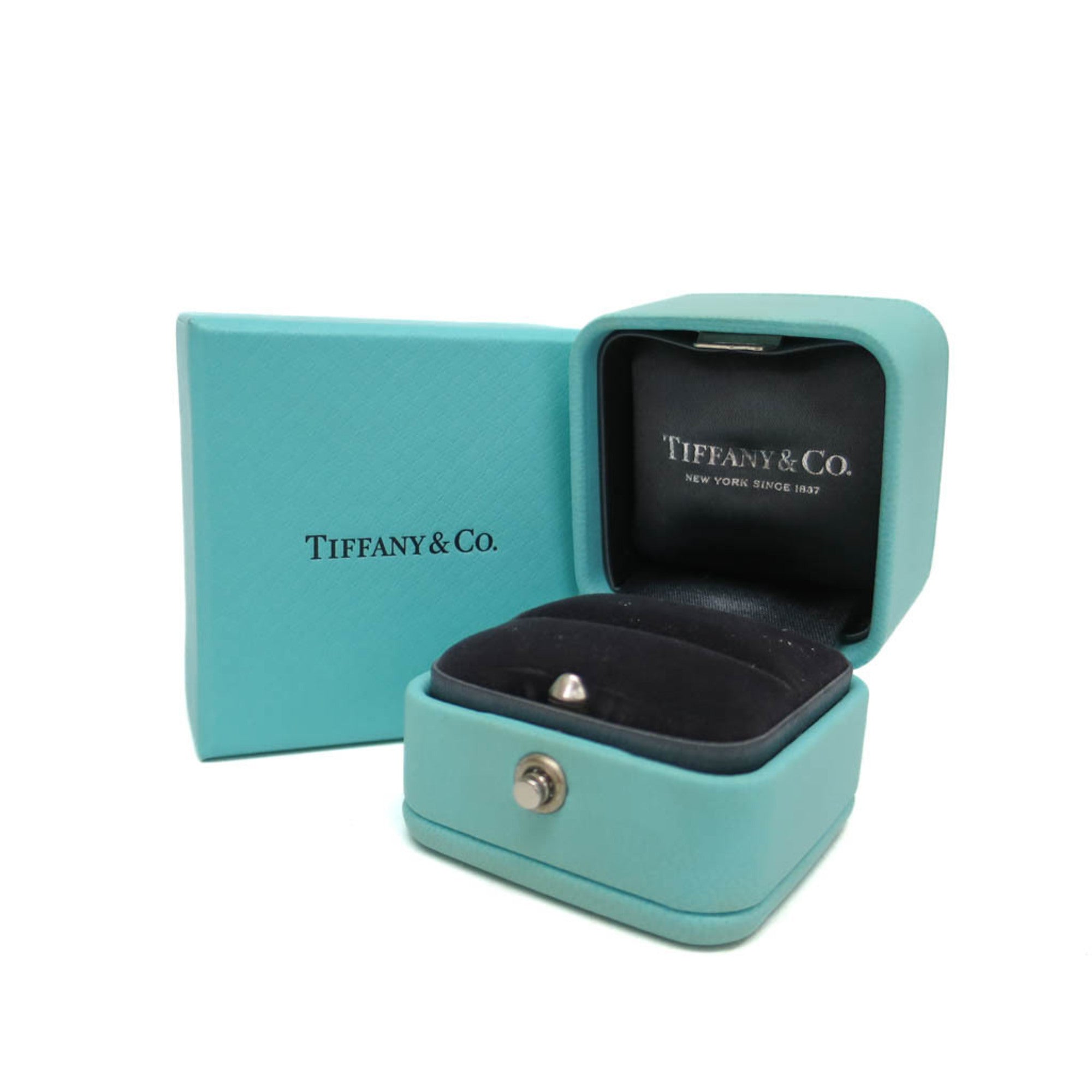 Tiffany & Co. T Square 18K White Gold Silver White_Gold Ring Jewelry (Pre-Owned)