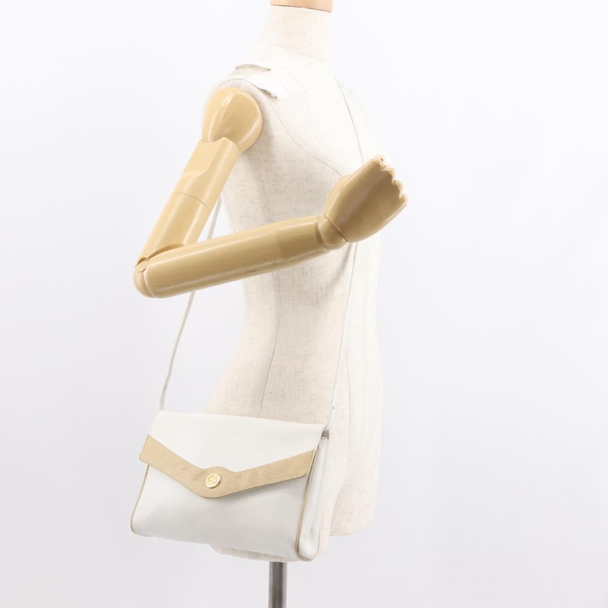 Celine Shoulder Leather White Leather Shoulder Bag Bag (Pre-Owned)