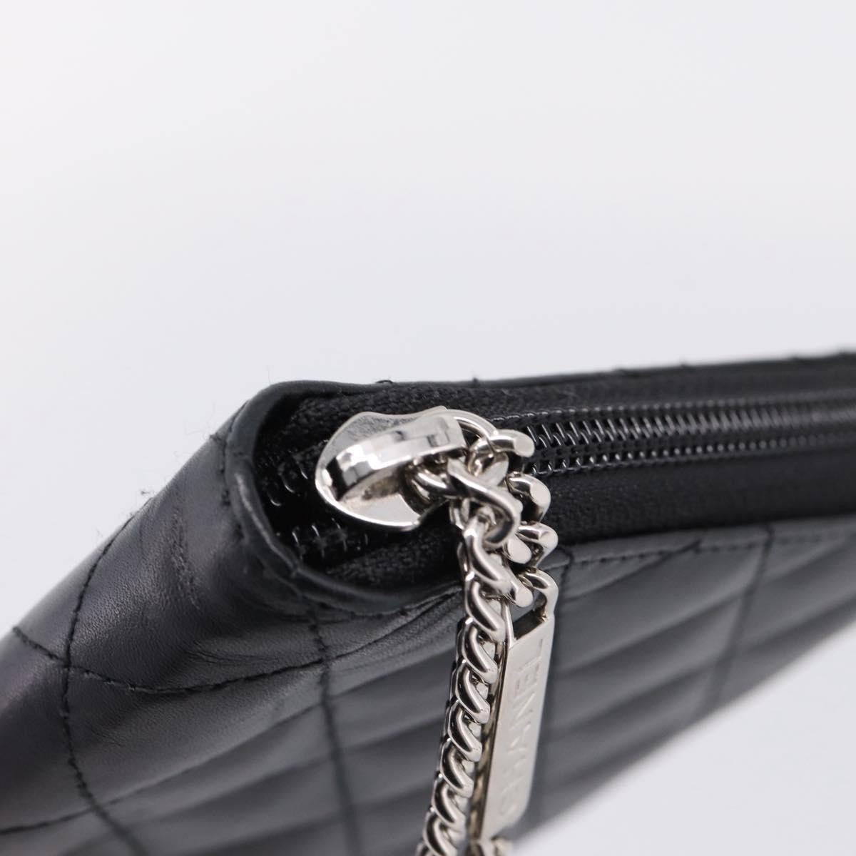 Chanel Cambon Zip Around Organizer Quilted Lambskin Black Leather Wallets Accessory (Pre-Owned)