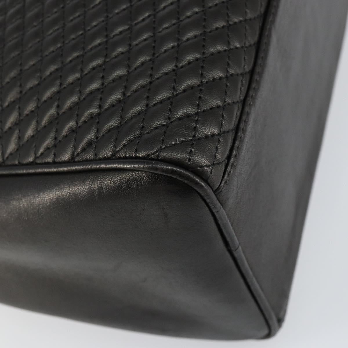 Bally Vintage Quilted Leather Black Leather Handbag (Pre-Owned)