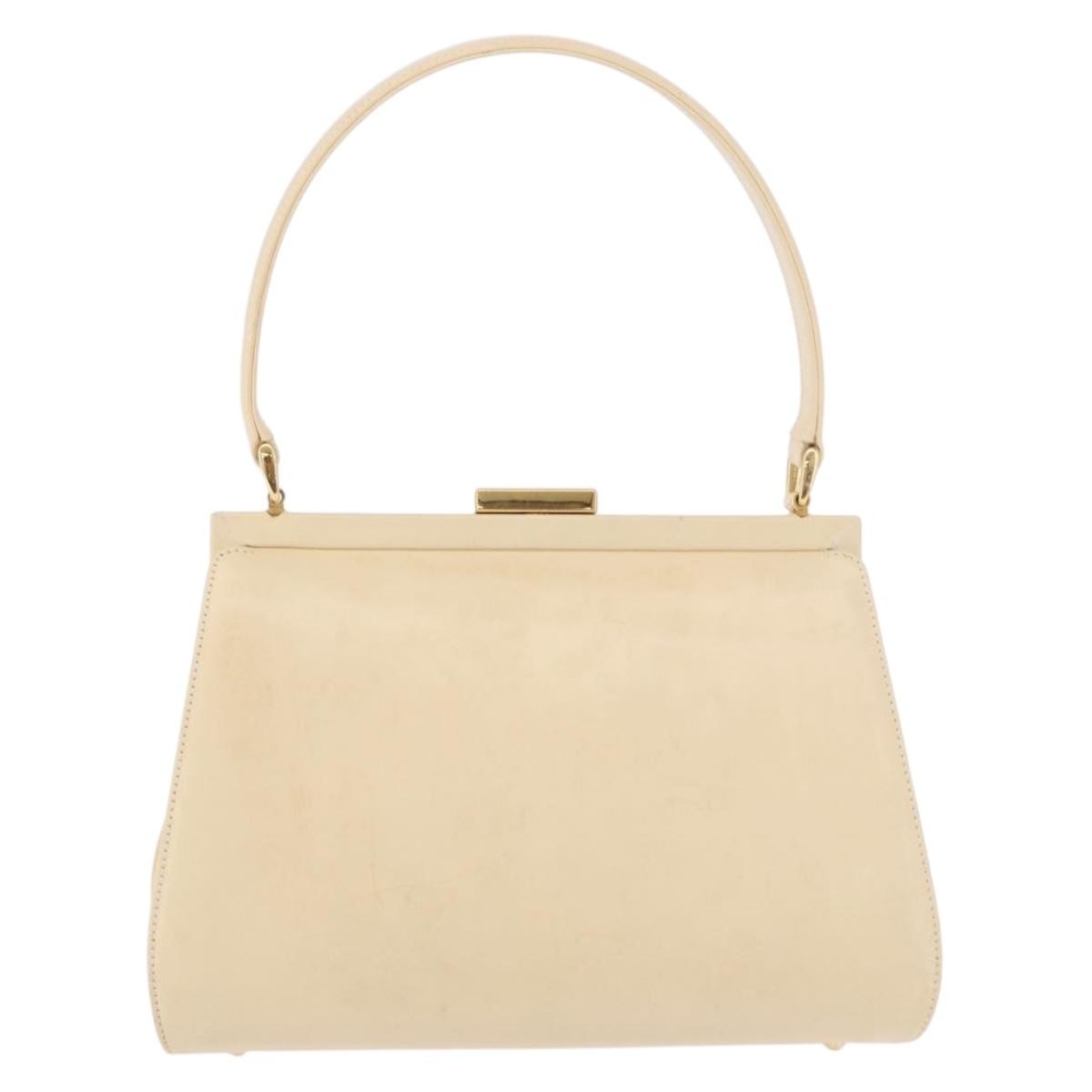 Gucci Vintage Convertible Box Leather Beige Patent_Leather Handbag (Pre-Owned)