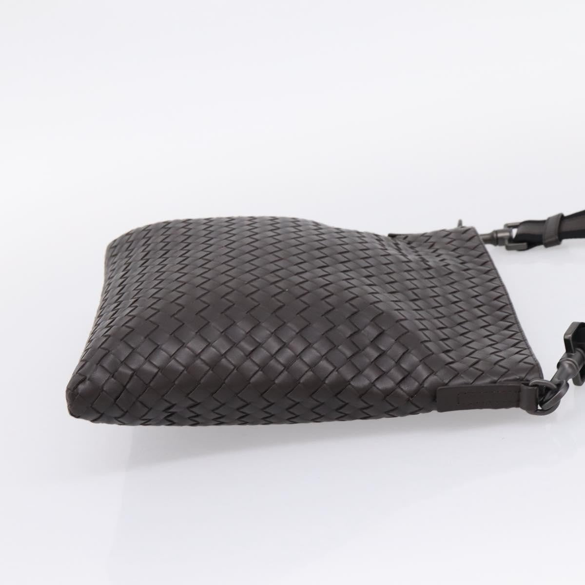 Bottega Veneta Flat Messenger Intrecciato Nappa Brown Leather Handbag (Pre-Owned)