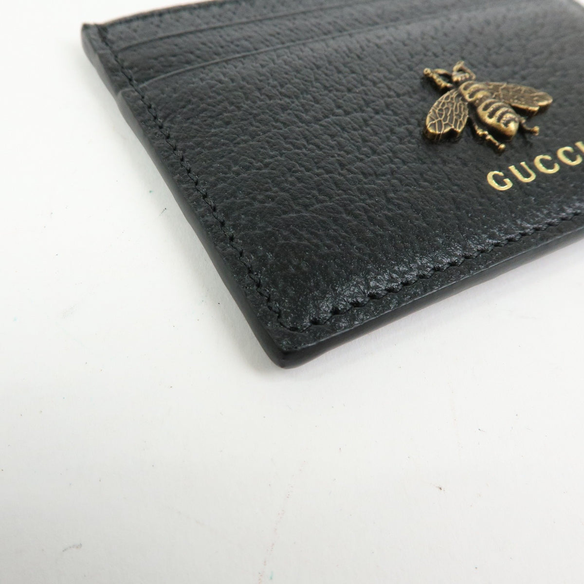 Gucci Animalier Card Holder Leather Black Leather Card Holders Accessory (Pre-Owned)
