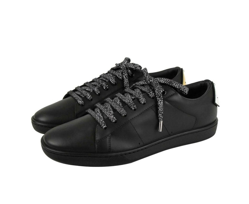 Saint Laurent Men's Black Leather Signature Court Lips Sneaker (41 EU / 8 US)